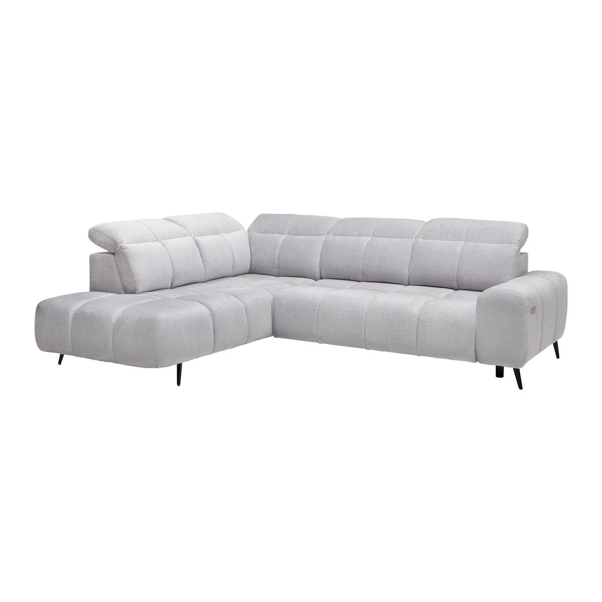 Elektrická sedačka SILVIO, levá, světle šedá - černá/světle šedá, Moderní, kov/textil (225/275cm) - Mömax