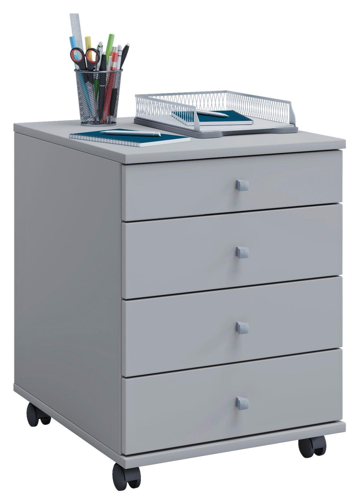 Rollcontainer Grau Lona Mini 42x57x50 cm - Grau, Basics, Holzwerkstoff/Kunststoff (42/57/50cm) - MID.YOU