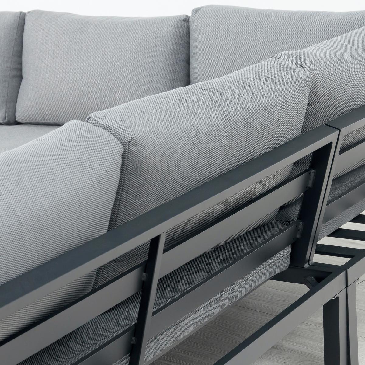 Loungegarnitur Miro - Anthrazit/Grau, MODERN, Textil/Metall (251/251cm) - Gardenson