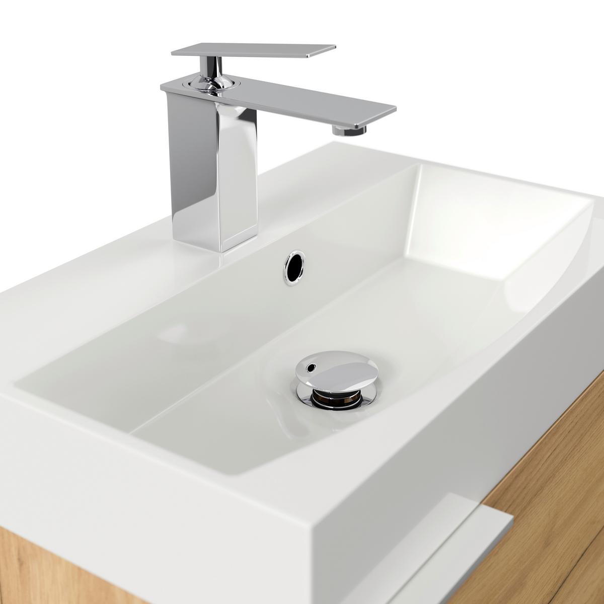 Gästebad Cubi Eiche Dekor B: 50 cm - Eichefarben/Weiß, MODERN, Holzwerkstoff/Stein (50cm) - MID.YOU