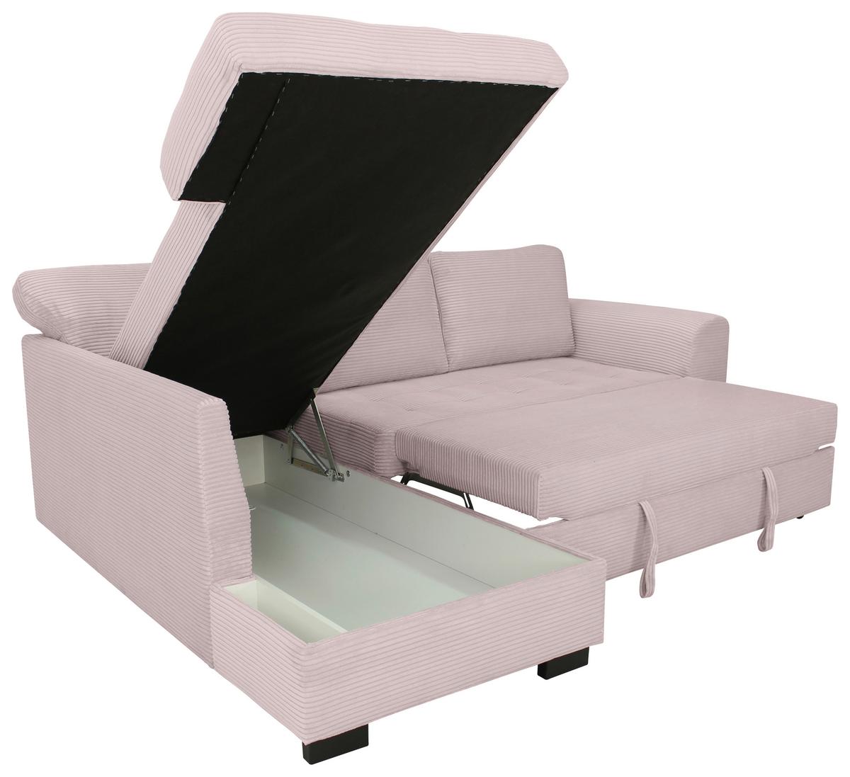 Ecksofa John Rosa S: 178x239 Cm - Schwarz/Rosa, Trend, Textil (178/239cm)