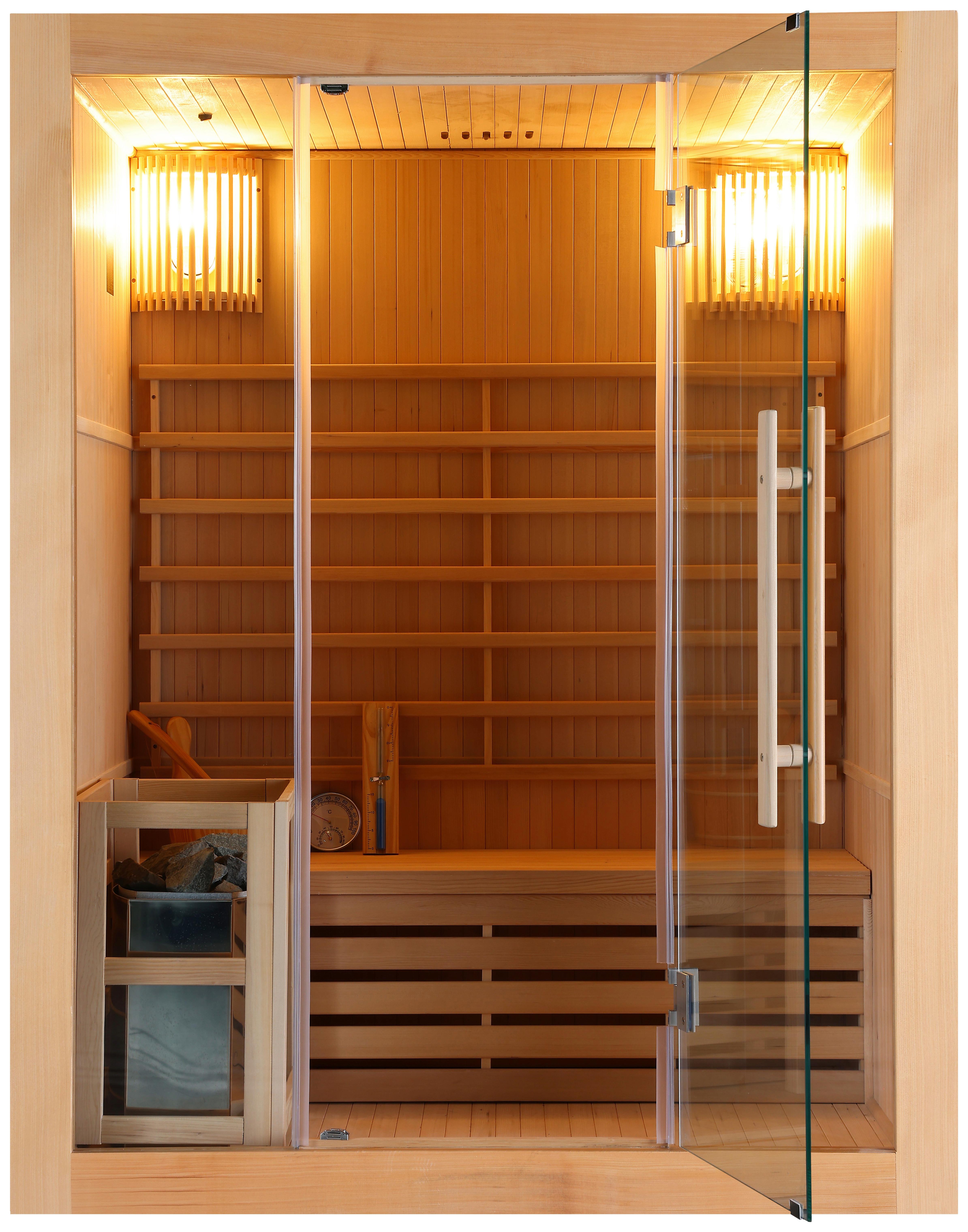 Finnische Sauna Riga int. Steuerung, 4,5-KW-Ofen - Basics, Holz (150/190/120cm)