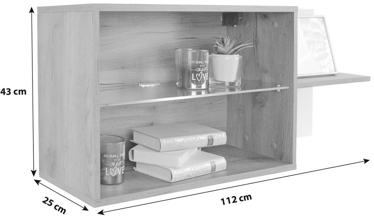 ZÁVĚSNÁ SKŘÍŇKA AVENSIS NEW - bílá/barvy dubu, Konvenční, kompozitní dřevo/sklo (112/43/25cm) - Luca Bessoni