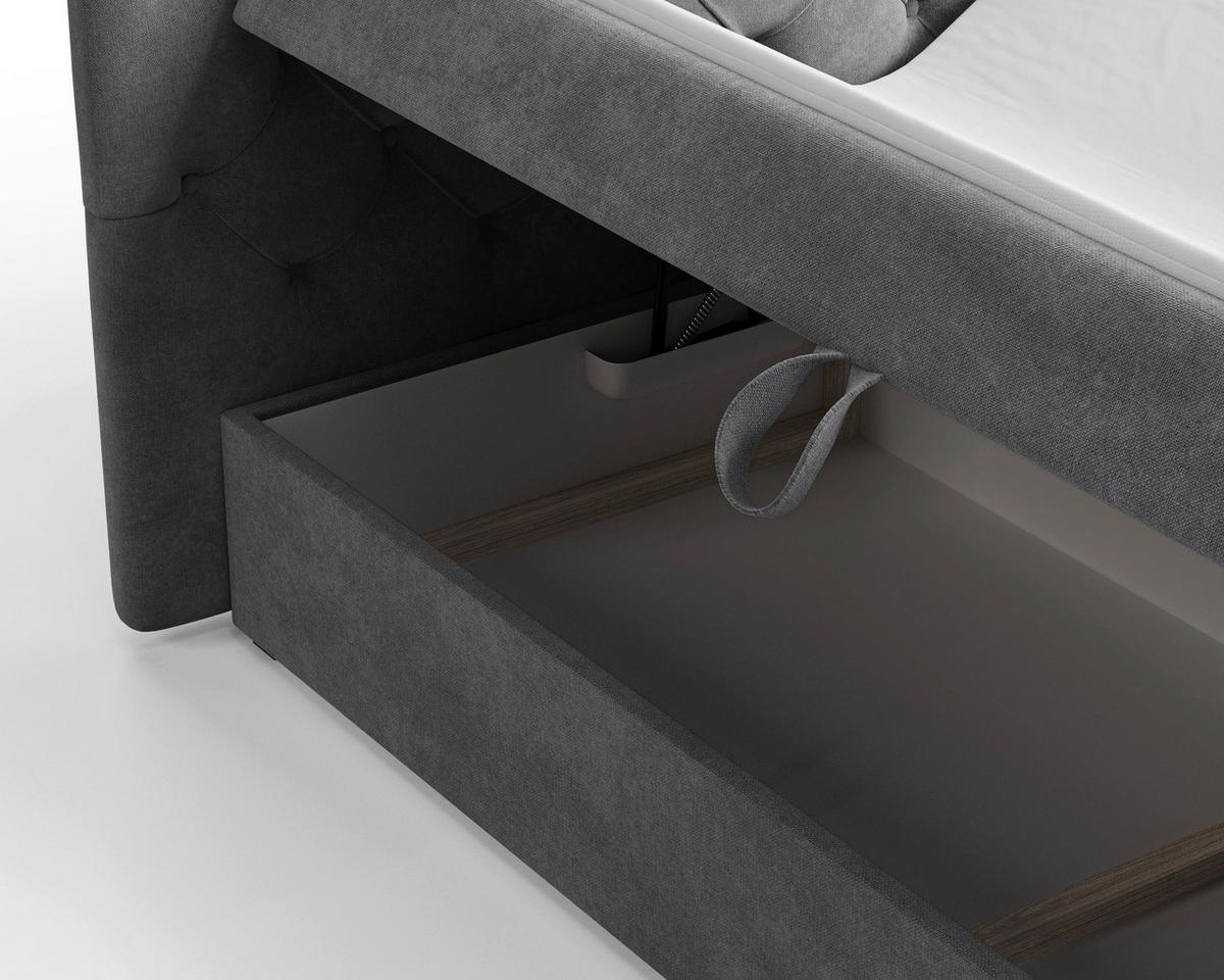 BOXBETT Karo Anthrazit 140x200cm - Anthrazit/Schwarz, MODERN, Holz/Kunststoff (140/200cm) - MID.YOU