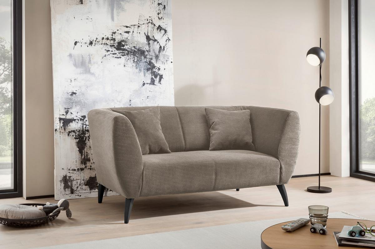 2-Sitzer-Sofa Colori Graubraun Rücken Echt - Graubraun/Schwarz, MODERN, Textil (172/83/88cm) - MID.YOU