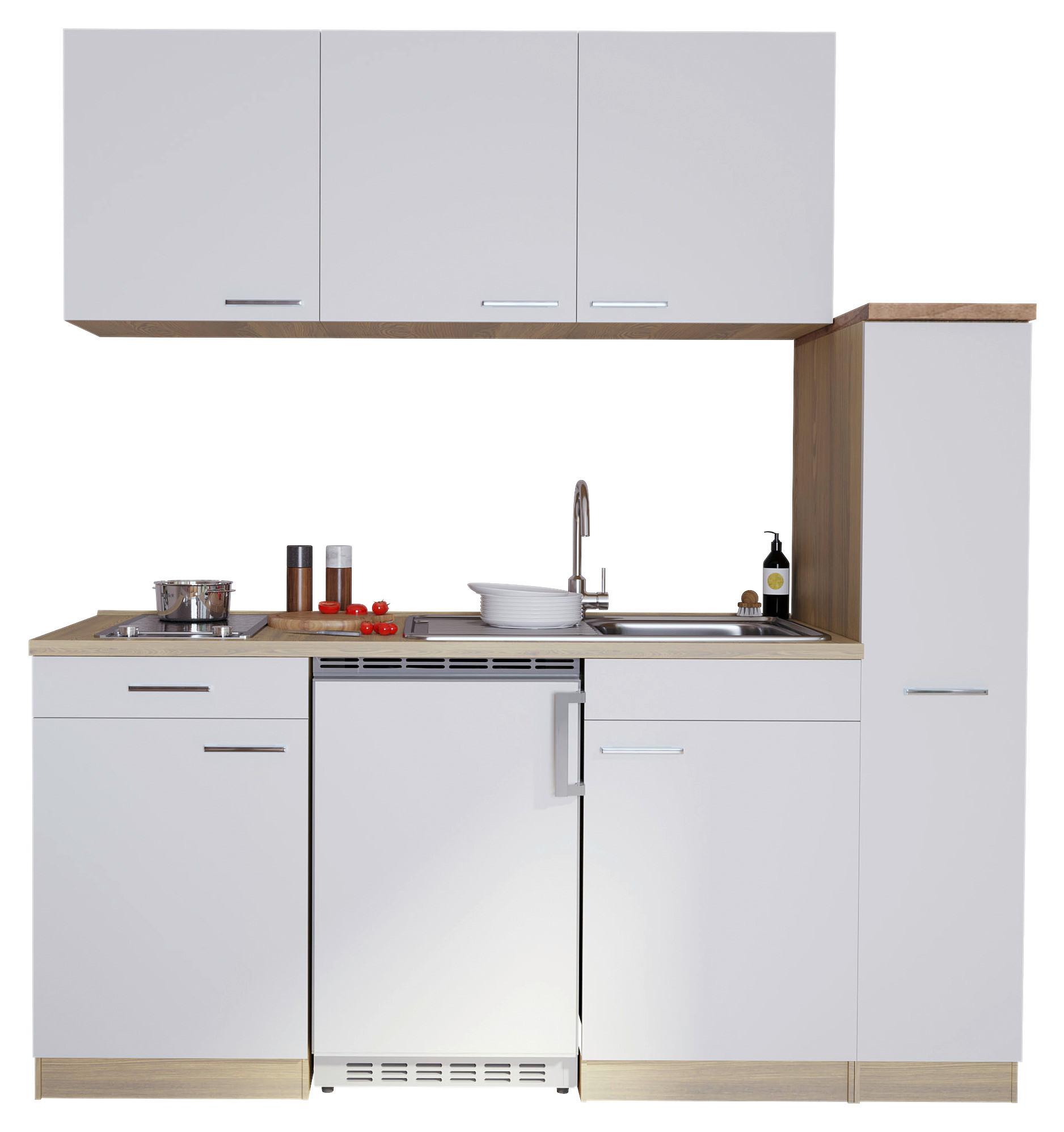 Küchenblock Luis Singleküche 180 cm - Eichefarben/Weiß, Basics, Holzwerkstoff (180cm) - Respekta