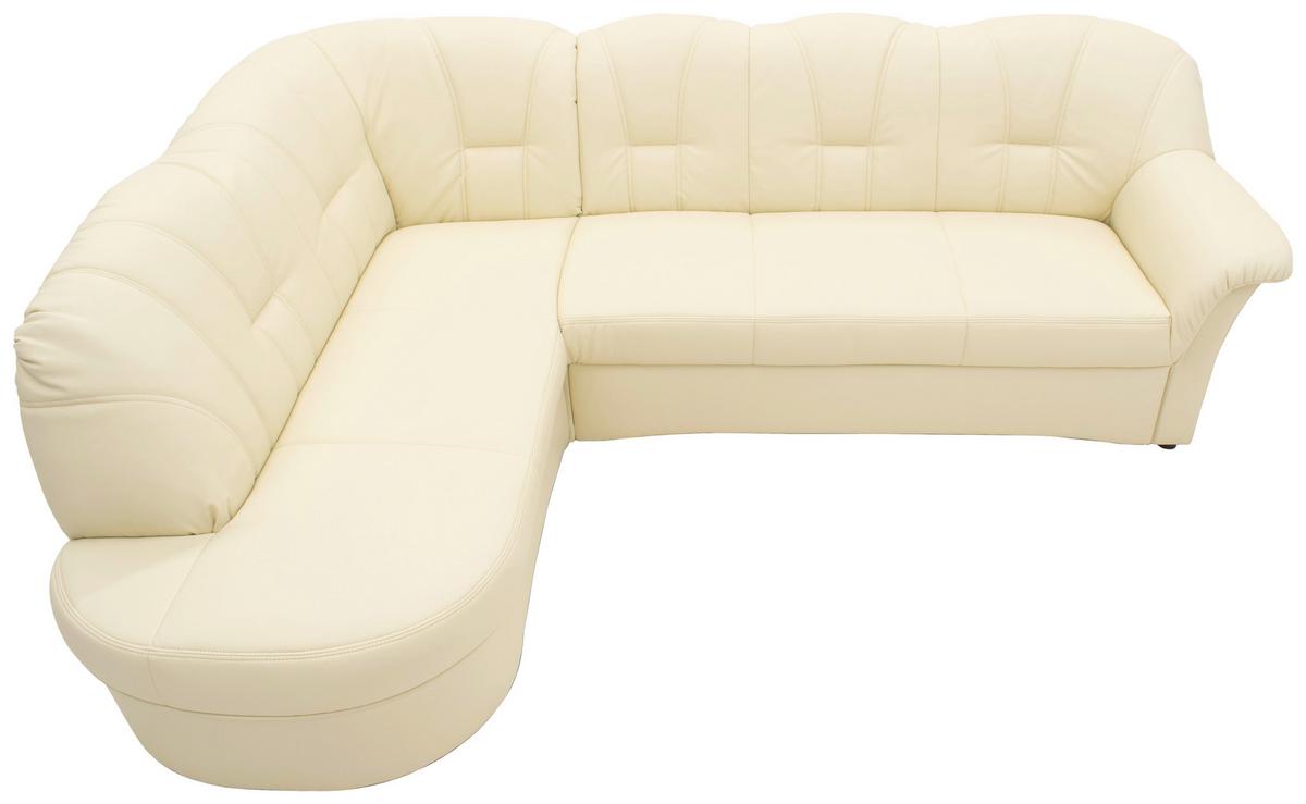 Ecksofa Papenburg Rücken Echt Beige Lederlook - Beige/Schwarz, KONVENTIONELL, Textil (180/243cm) - MID.YOU