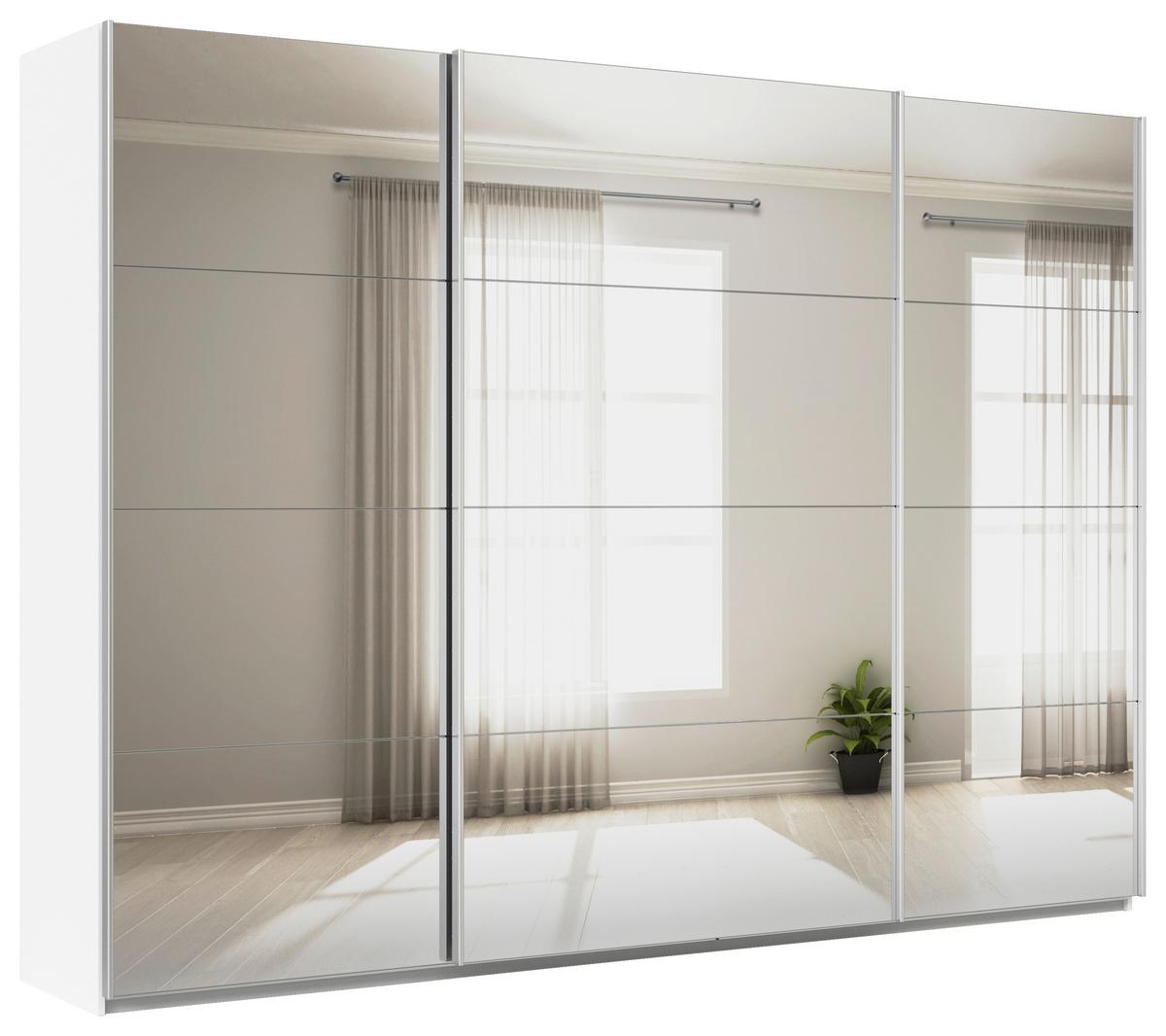 Schwebetürenschrank Mit Spiegel B: 315cm Feldkirch - Silberfarben/Weiß, MODERN, Glas/Holzwerkstoff (315/229/62cm)