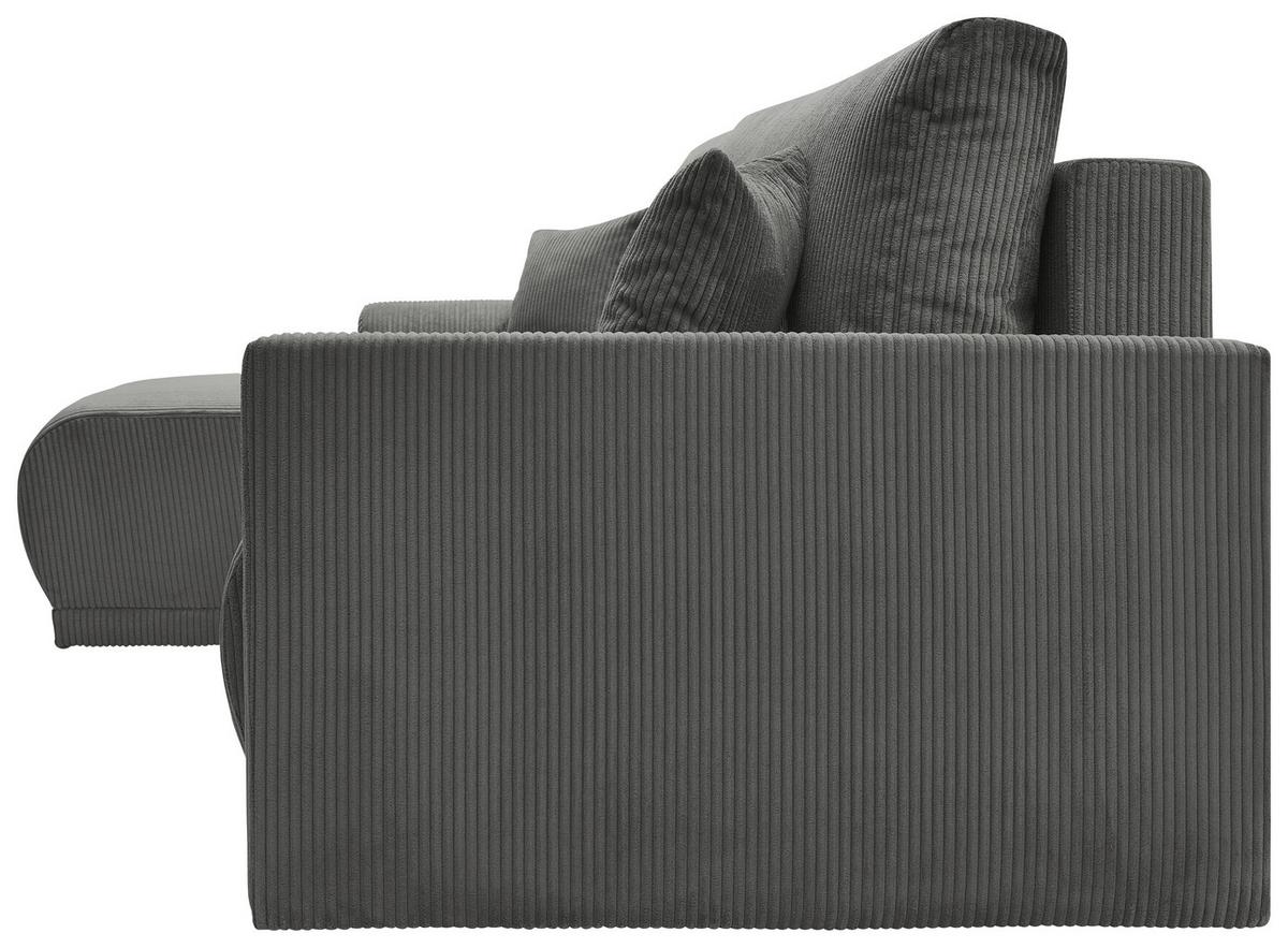 Rohová sedačka KIM L146, obojstr., tmavosivý menčester - tmavosivá, Modern, drevo (233/146cm)