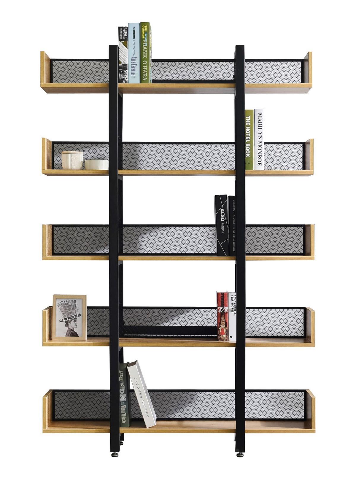 Regal Naturfarben/schwarz B: 120 Cm - Schwarz/Naturfarben, Design, Holzwerkstoff/Metall (120/180/30cm) - Livetastic