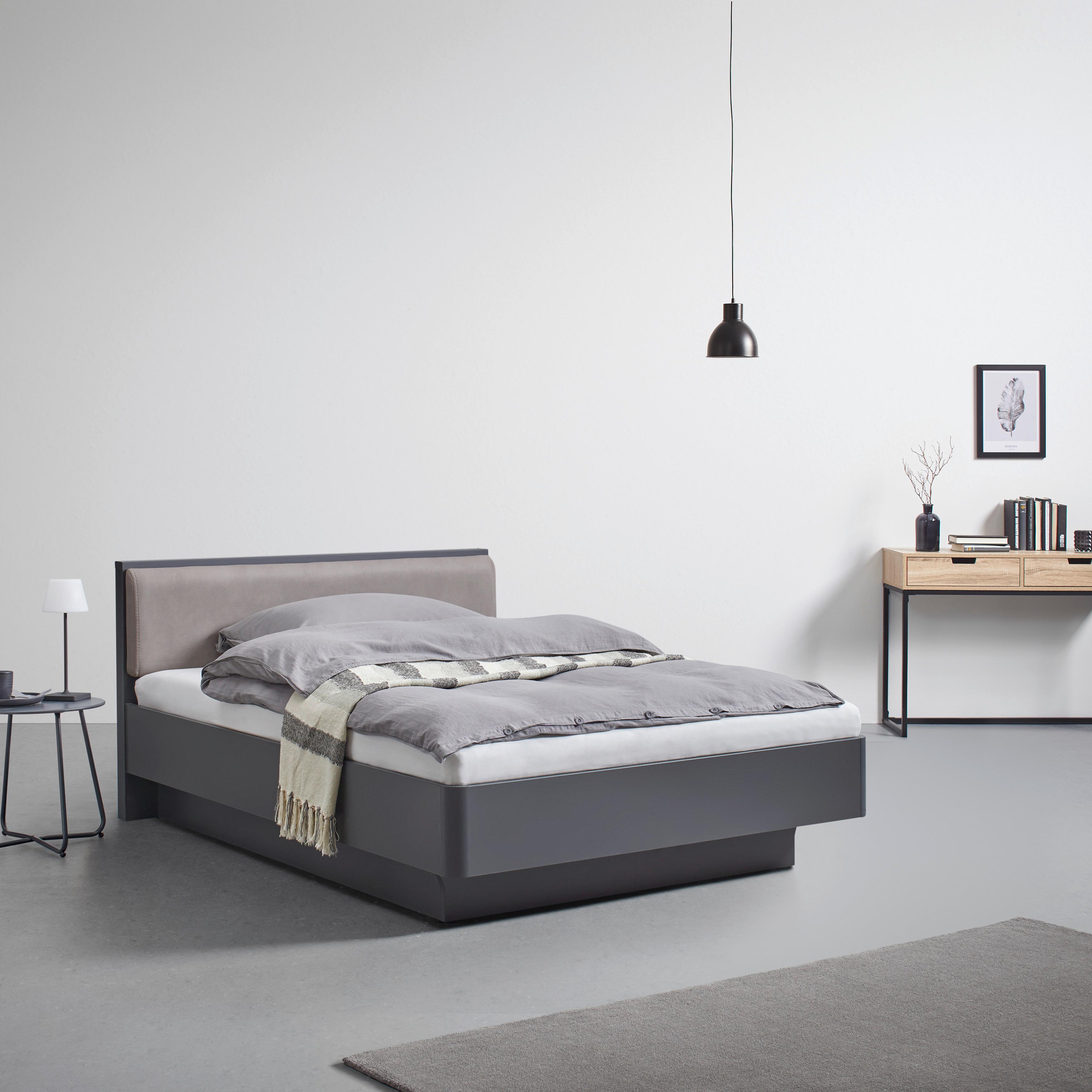 Čalouněná postel 140x200 cm, Mariello, cappuccino - cappuccino/antracitová, Moderní, dřevo/textil (140/200cm) - Bessagi Home
