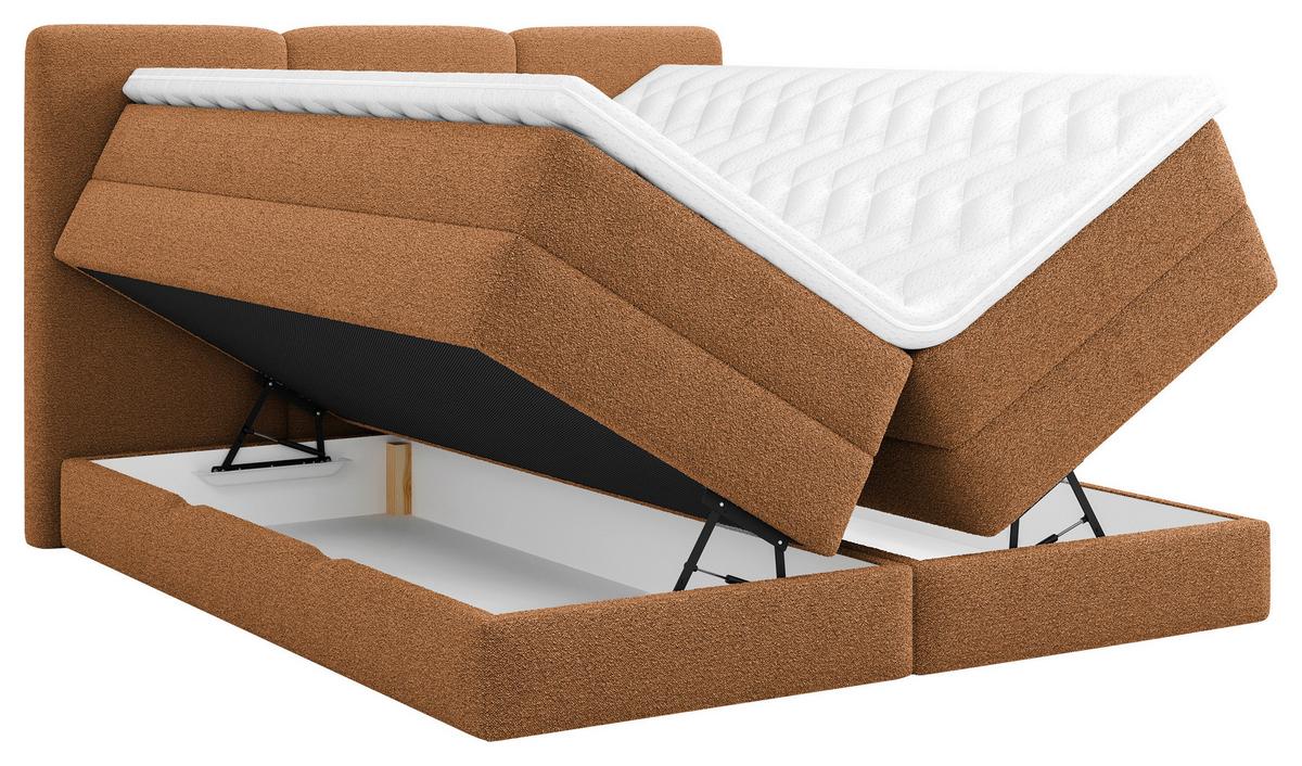 Boxspringbett mit Bettkasten 160x200 cm Castel V - Rostfarben/Schwarz, MODERN, Holz/Holzwerkstoff (160/200cm) - MID.YOU