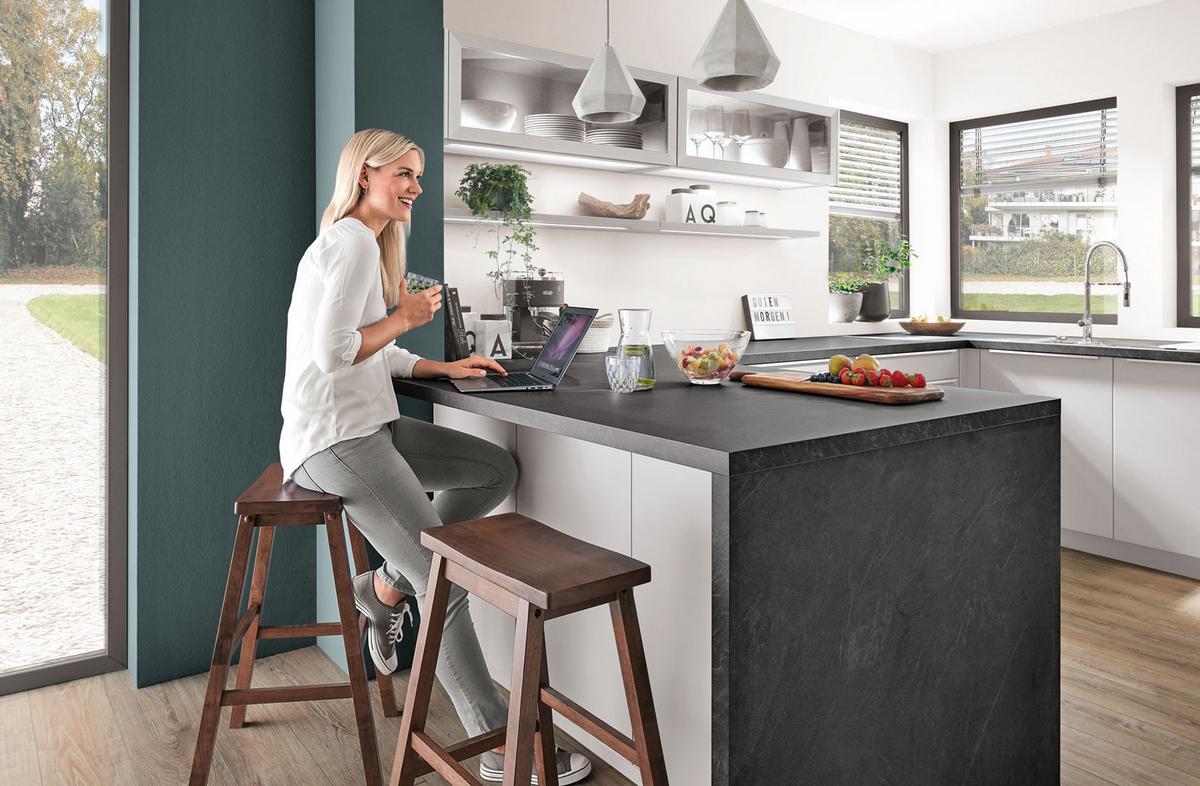 Einbauküche Fontana Frei Planbar Modernes Design - Anthrazit/Weiß, MODERN, Holzwerkstoff - Vertico