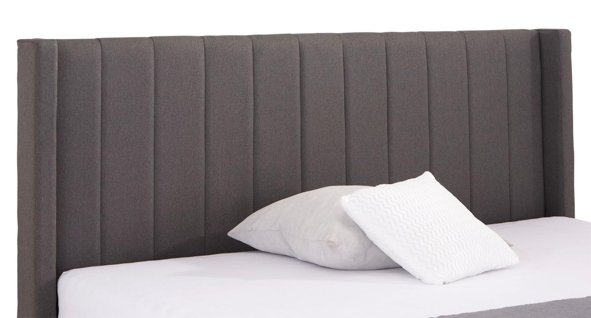 Čalouněná postel s vysokým čelem NICI, 180x200, šedá - černá/tmavě šedá, Moderní, kov/dřevo (180/200cm) - Livetastic
