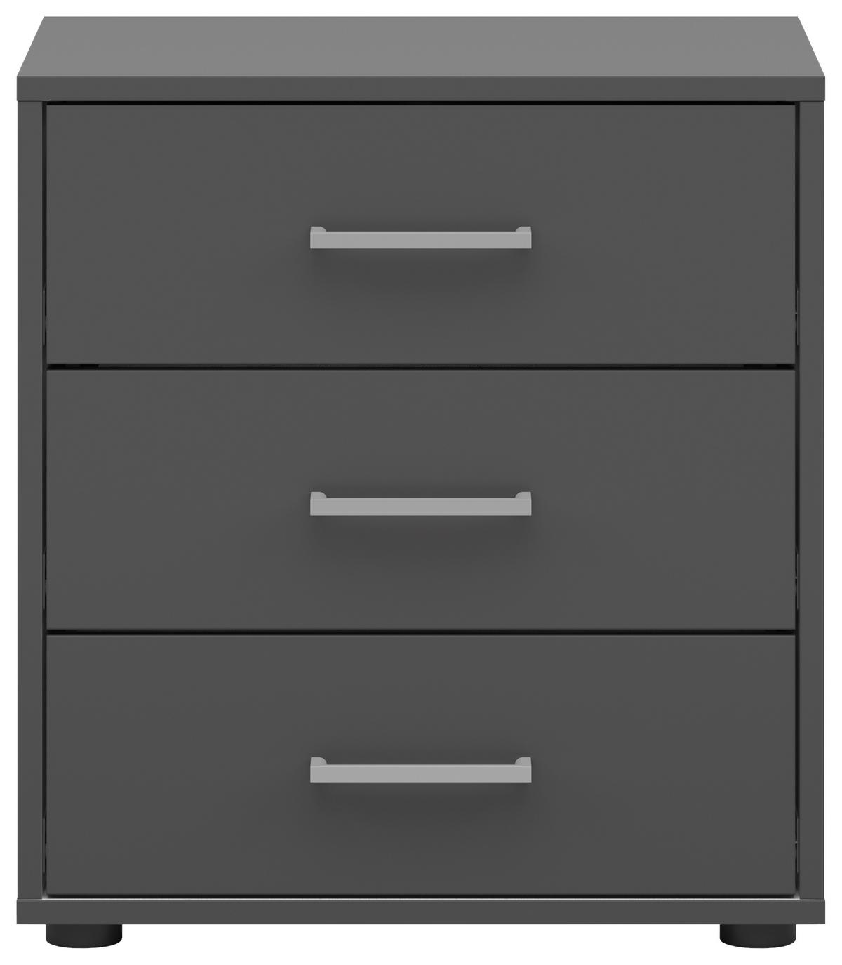 Nachtkästchen Smart Iii Anthrazit, 3 Laden,b:50cm - Anthrazit/Weiß, KONVENTIONELL, Holzwerkstoff (50/54/35cm)