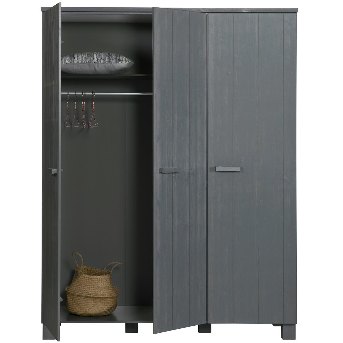 Garderobenschrank Dennis Grau B: 158 Cm - Dunkelgrau, Design, Holz (158/202/55cm) - Livetastic