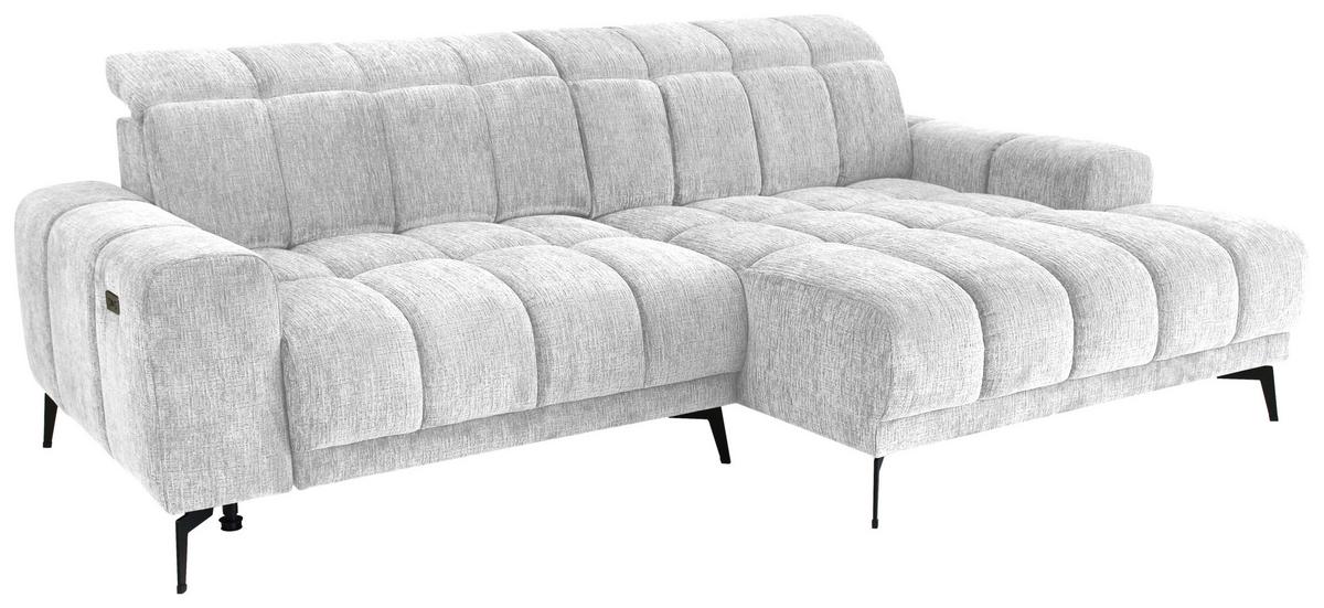 Rohová sedačka LAYA, pravá, stříbrná žinylka KANSAS - barvy stříbra/hořčicově žlutá, Moderní, textil (250/155cm) - Premium Living