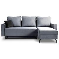 Ecksofa Marti Blaugrau S: 230x148cm - Blaugrau/Schwarz, Basics, Holz/Textil (230/148cm) - MID.YOU