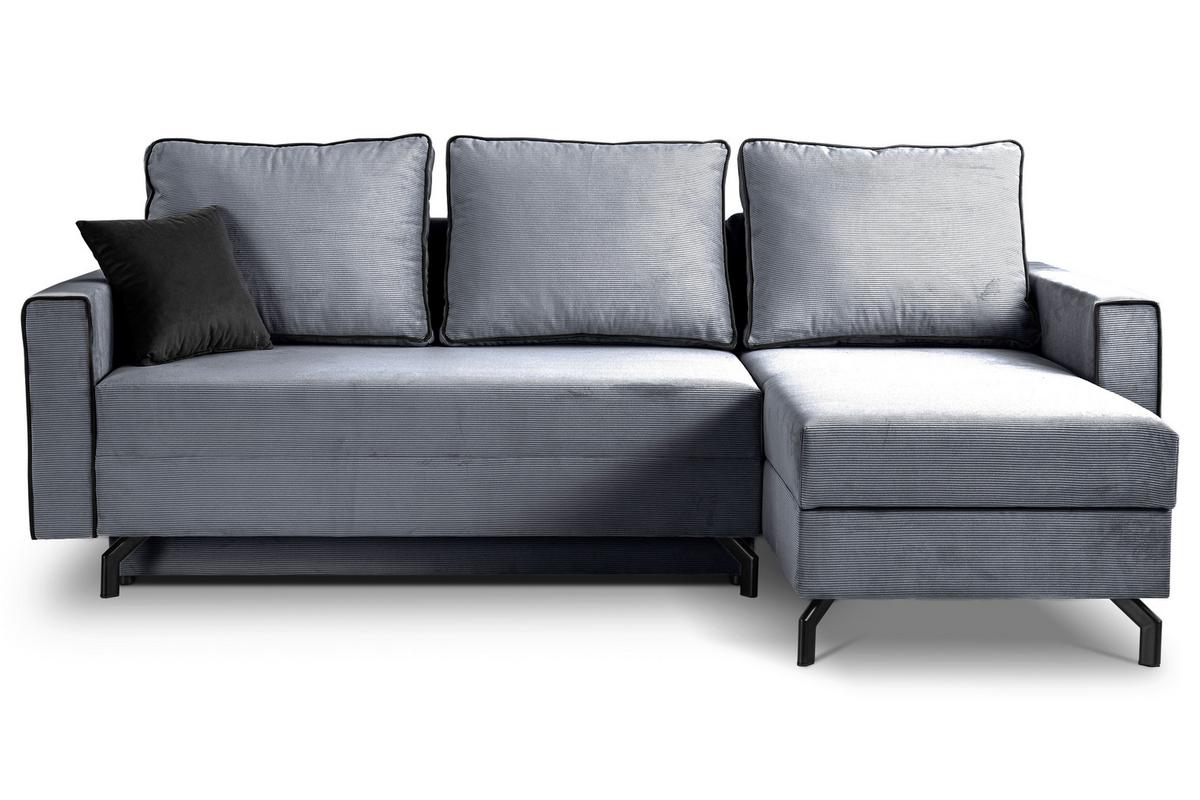 Ecksofa Marti Blaugrau S: 230x148cm - Blaugrau/Schwarz, Basics, Holz/Textil (230/148cm) - MID.YOU