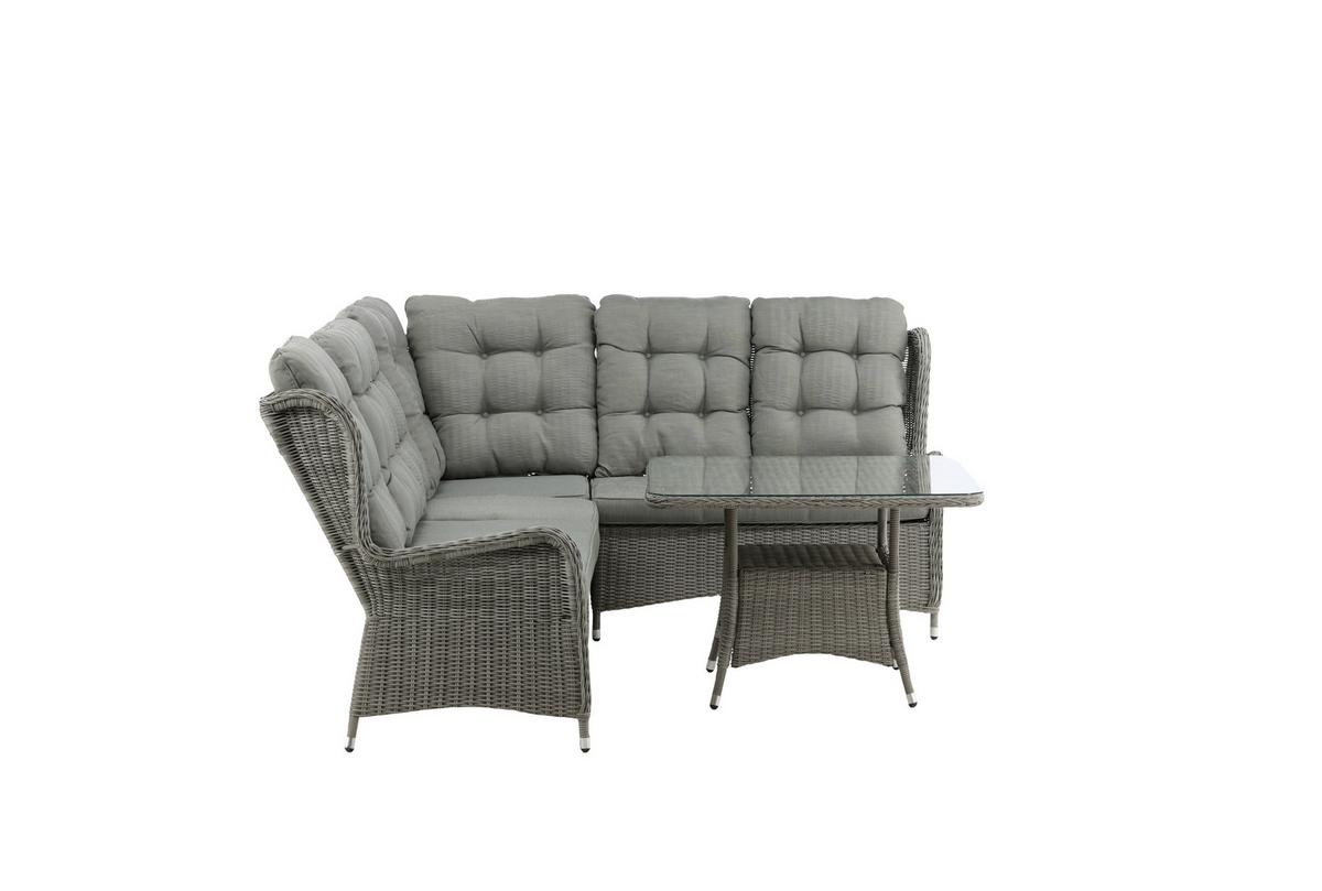 Loungegarnitur Washington - Grau, KONVENTIONELL, Kunststoff/Textil - Gardenson