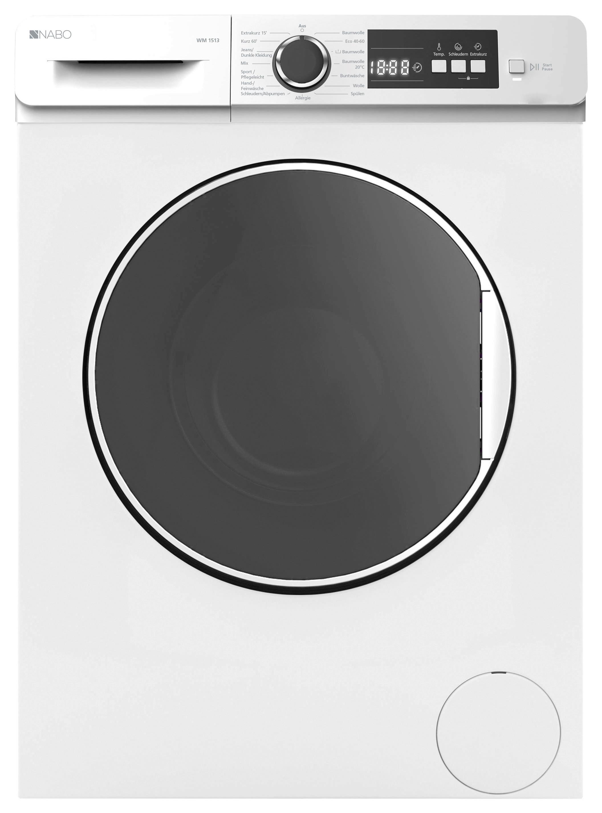 Waschmaschine Nabo 7 Kg 1400 U/Min - Weiß, Basics, Glas/Kunststoff (59,7/84,5/49,7cm) - Nabo