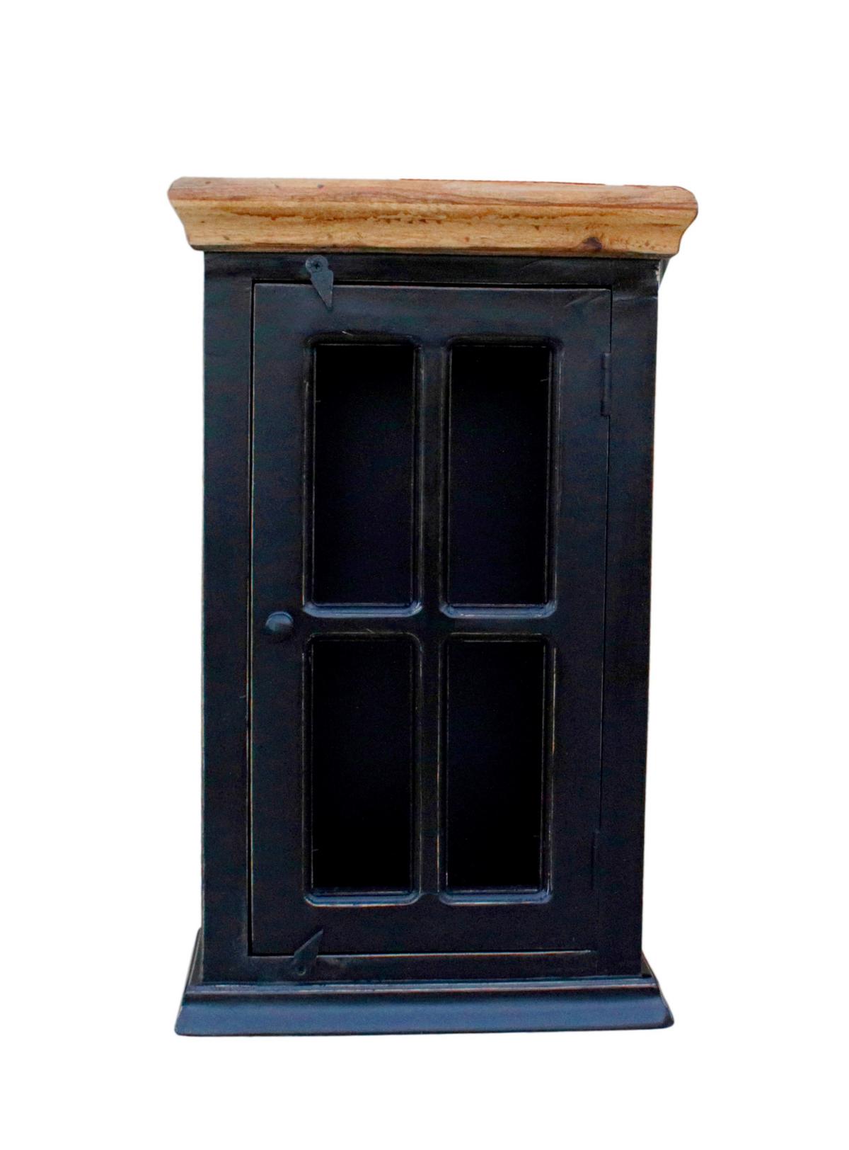 HÄNGESCHRANK Honig/Schwarz B: 44cm - Schwarz/Honig, Design, Glas/Holz (44/70/20cm) - MID.YOU