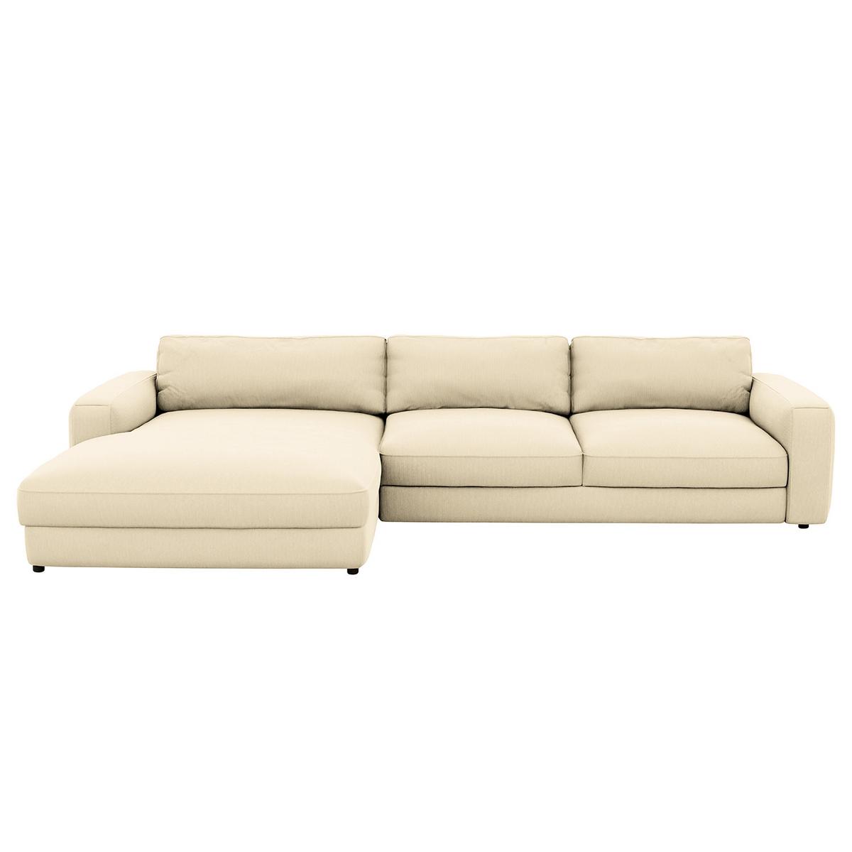 Ecksofa Bourbon, Creme S: 176x303 cm - Creme/Schwarz, MODERN, Textil (176/303cm) - Trendmanufaktur