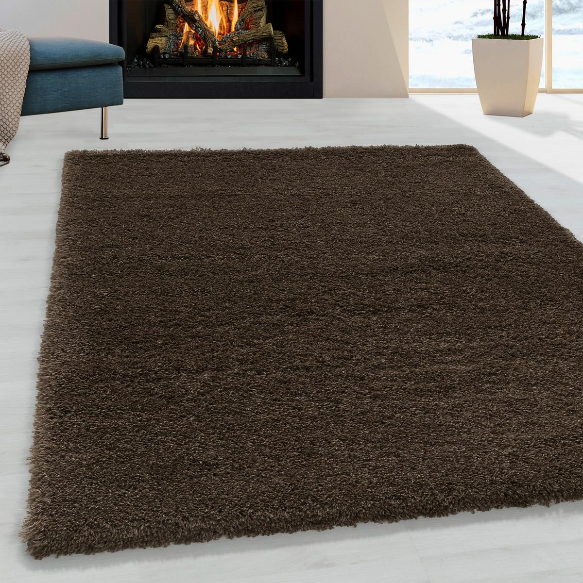 Hochflor Teppich Braun Naturfaser Fluffy 80x150 cm - Braun, Basics, Textil (80/150cm)