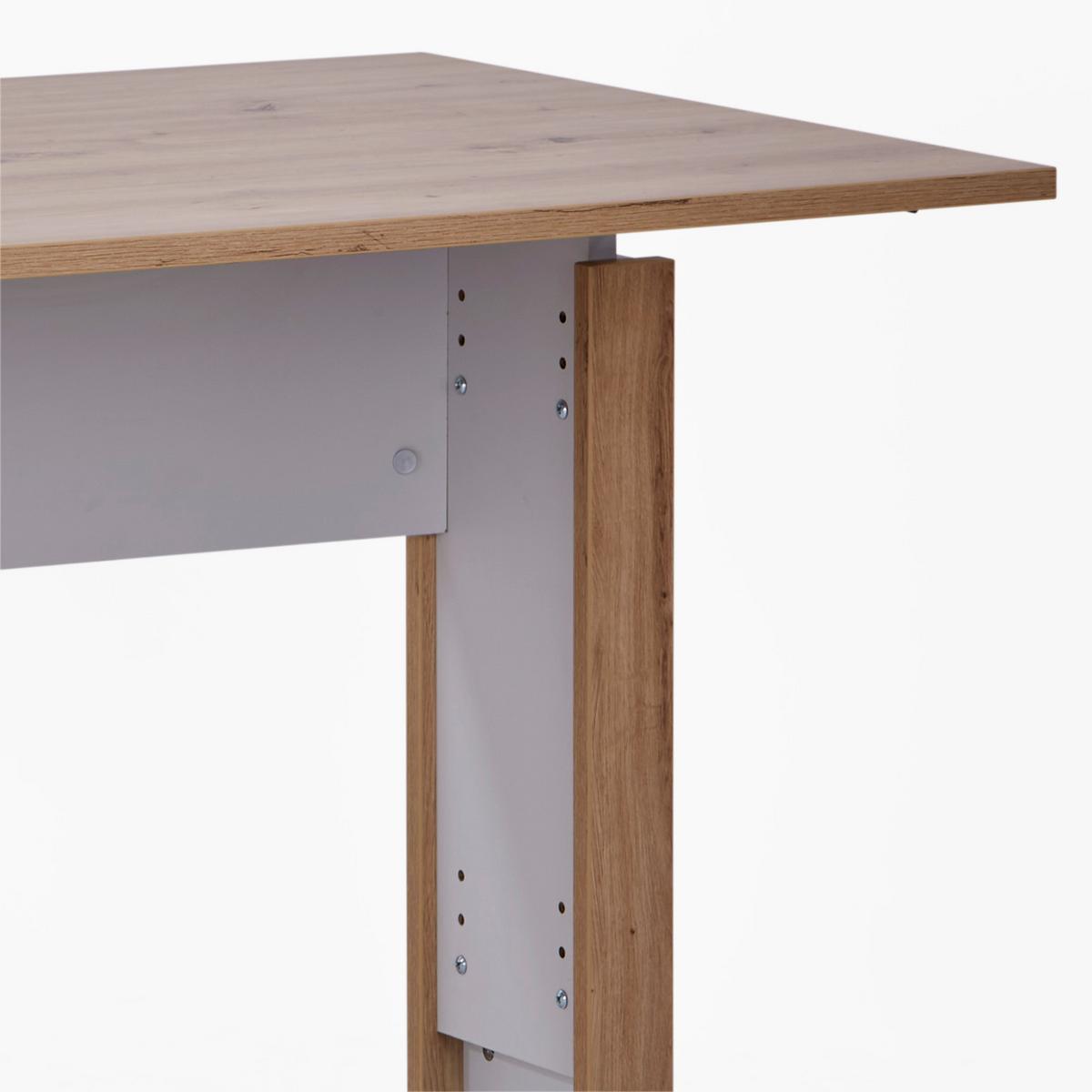 Schreibtisch Mit Kabeldurchlass B:160cm H:71,5-80cm Kontor K8 - Eichefarben/Schwarz, MODERN, Holzwerkstoff/Metall (160/71,5/80cm)