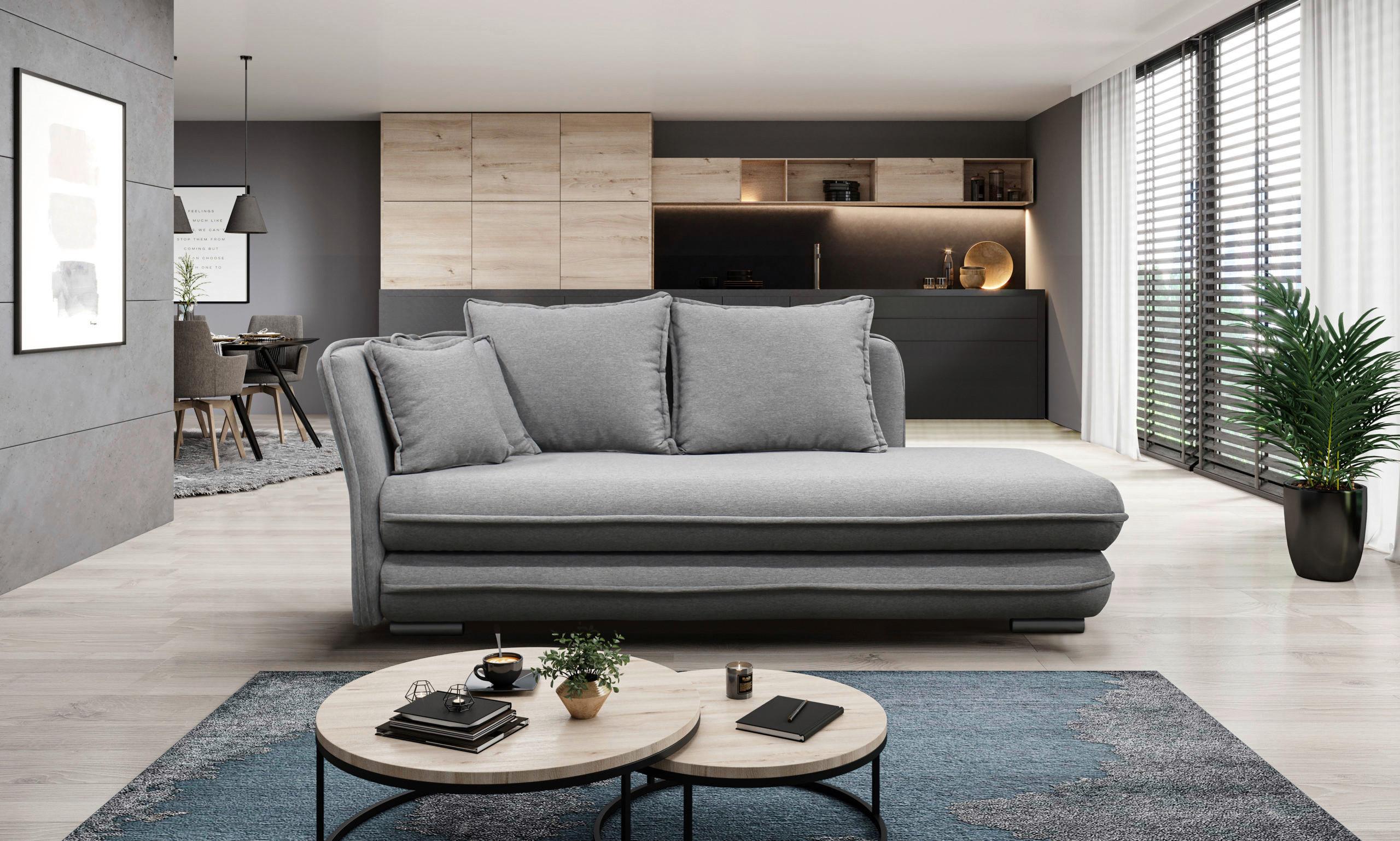 Liege Latte Grau Inkl. Bettkasten Ottomane Links - Silberfarben/Grau, Design, Textil (107/84/99/224cm) - MID.YOU