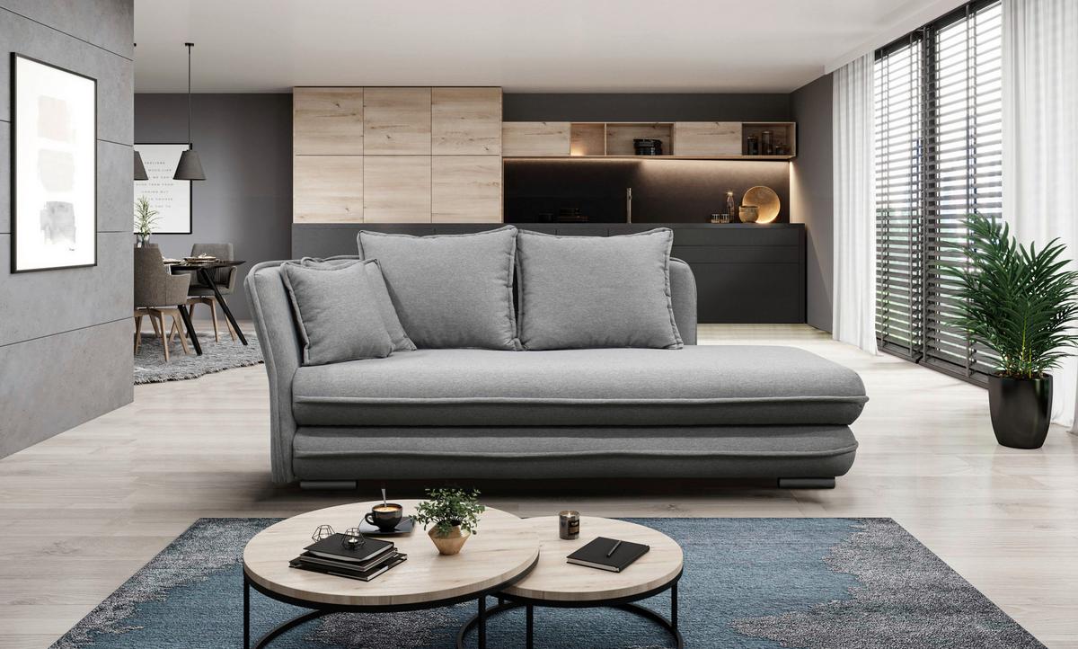 Liege Latte Grau Inkl. Bettkasten Ottomane Links - Silberfarben/Grau, Design, Textil (107/84/99/224cm) - MID.YOU