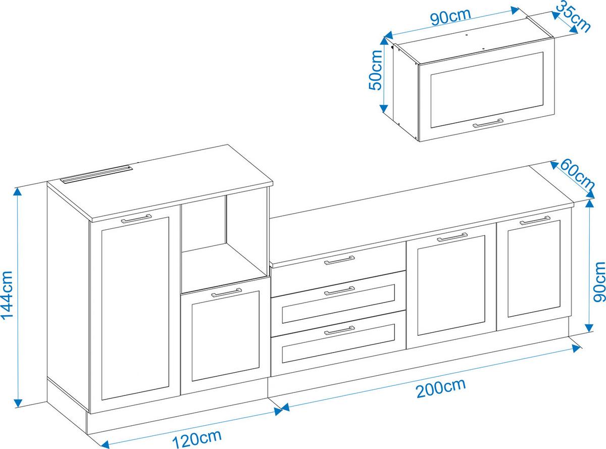 Küchenblock Marseille Grün/eiche Dekor B: 320 Cm - Eiche Artisan/Grün, Design, Holzwerkstoff (320cm) - P & B