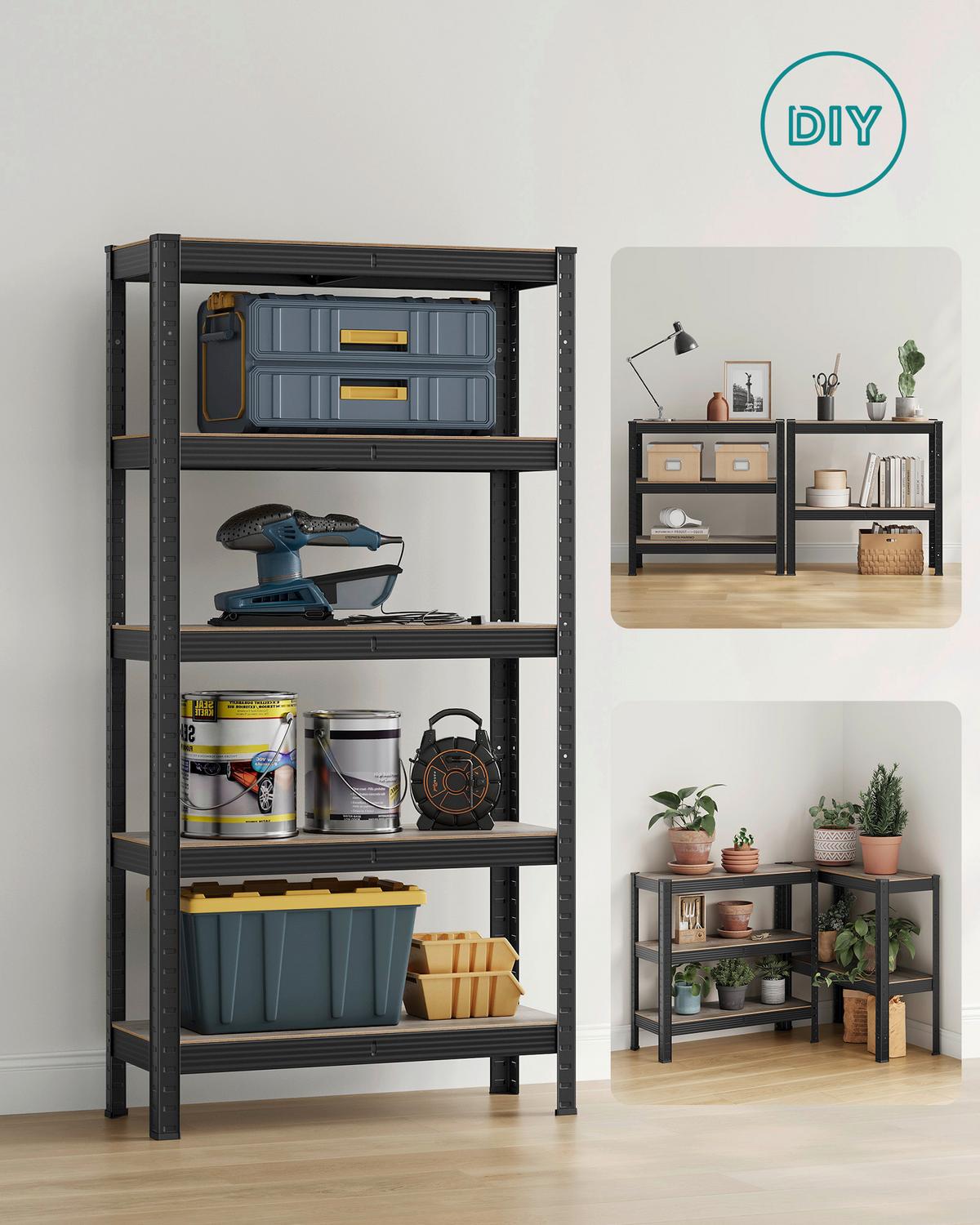 Schwerlastregal Shelving Braun/Schwarz B: 75 cm - Schwarz/Braun, Basics, Holzwerkstoff/Metall (75/150/30cm)