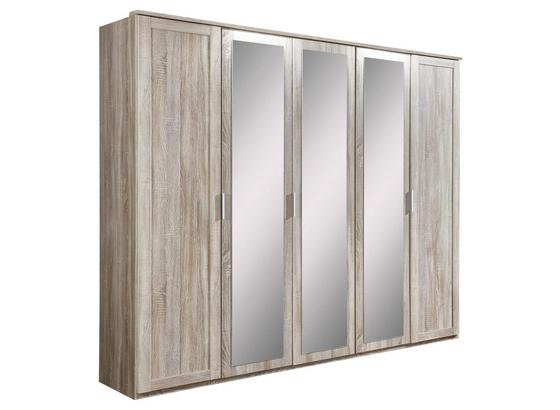 Drehtürenschrank mit Spiegel 225cm Nadja, Sägerau Dekor - Eichefarben, KONVENTIONELL, Glas/Holzwerkstoff (225/210/58cm) - Cantus Drehtürenschrank mit Spiegel 225cm Nadja, Sägerau Dekor - Eichefarben, KONVENTIONELL, Glas/Holzwerkstoff (225/210/58cm) - Cantus