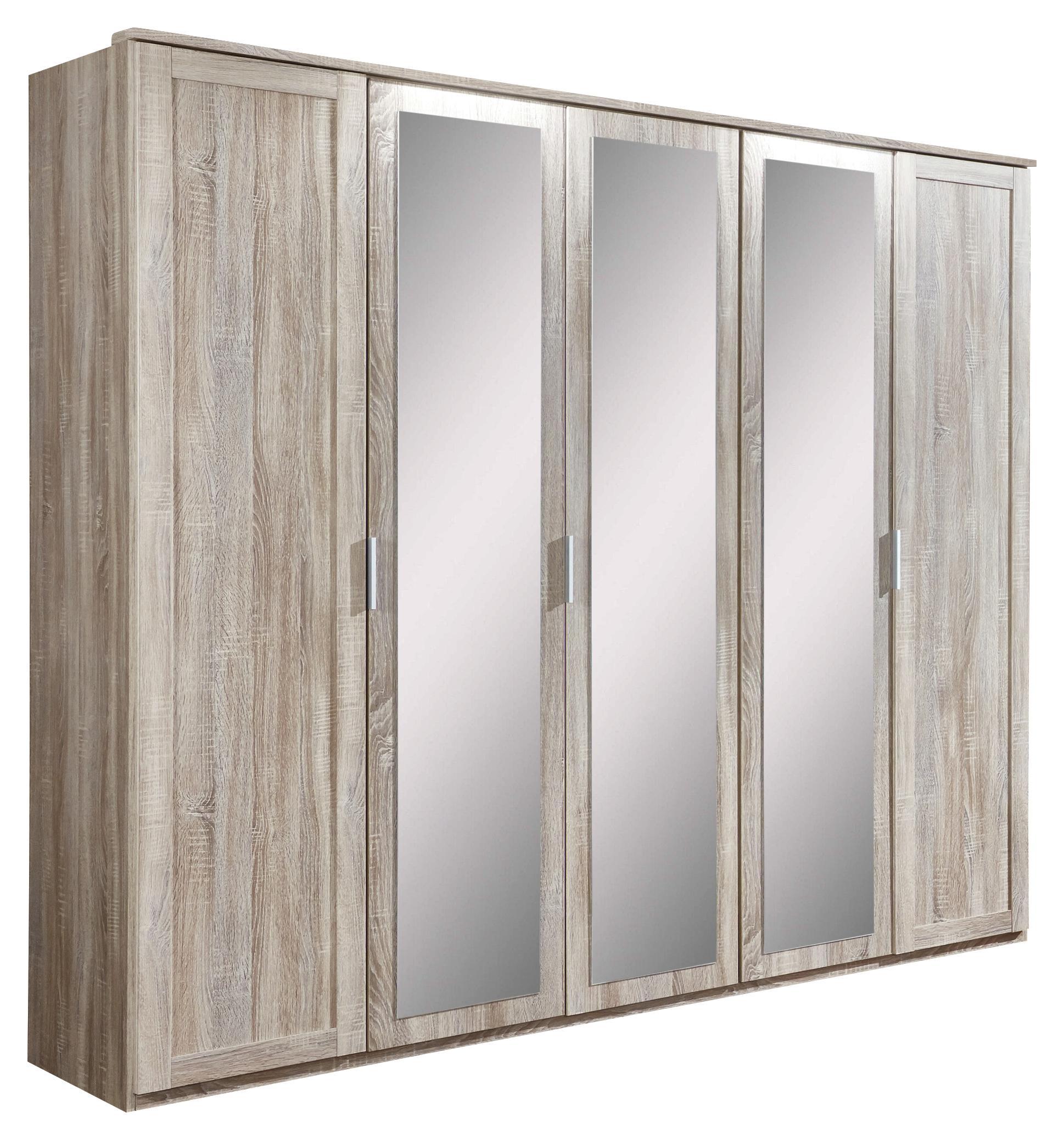 Drehtürenschrank Nadja B: ca. 225 cm - Eichefarben, KONVENTIONELL, Glas/Holzwerkstoff (225/210/58cm) - Cantus