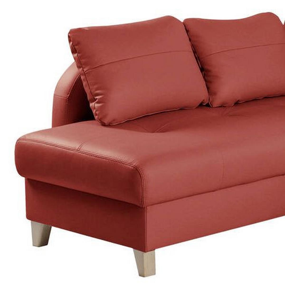Ecksofa Compact Rot B: 168x227 Cm - Buchefarben/Rot, Design, Leder/Textil (168/227cm) - Livetastic