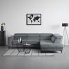 Rohová sedačka EMMA, pravá, modrosivá,op.hl.,USB,el.výsuv - čierna/modrosivá, Modern, textil (301/47/210cm) - Premium Living
