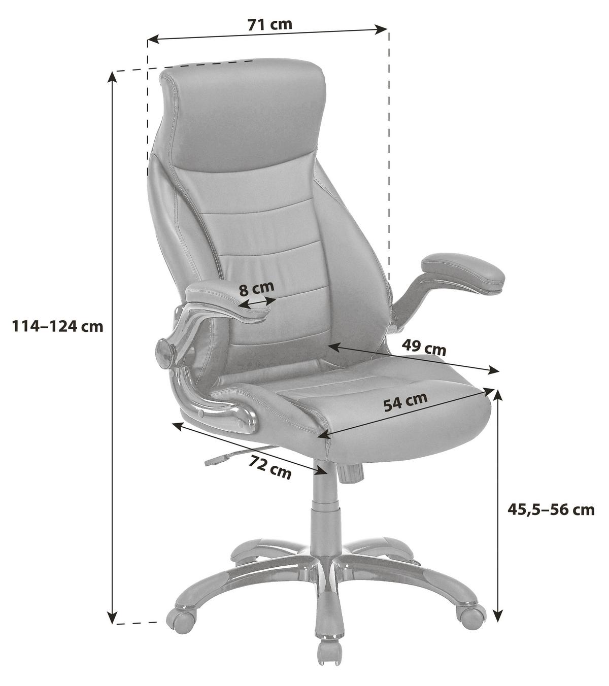 Kancelářske křeslo ORLANDO - černá, Moderní, kov/textil (71/114-124/72cm)