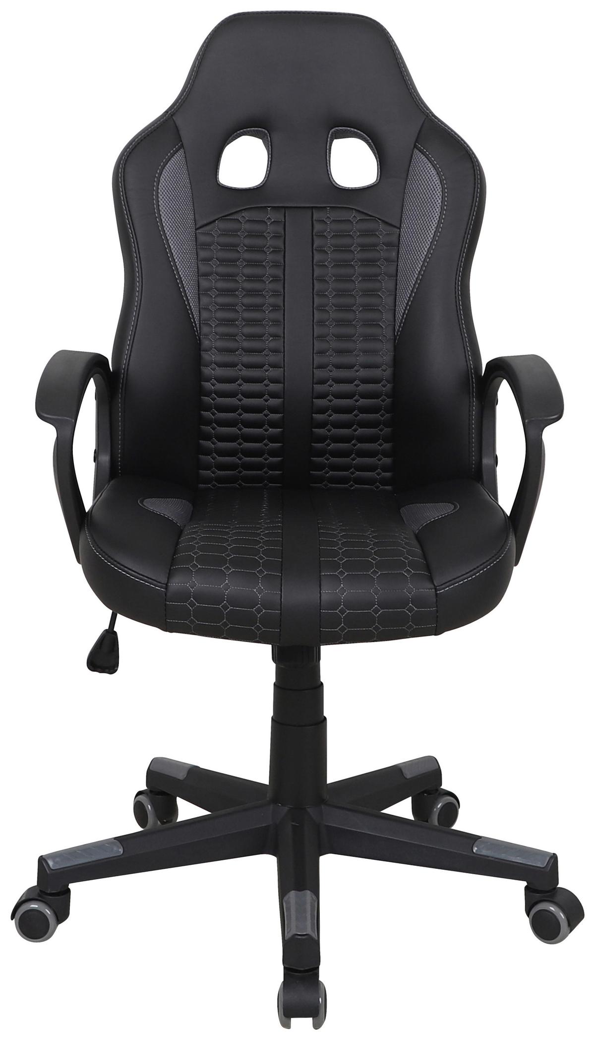 Gaming Stuhl Mid.you Modena Inklusive Armlehnen Schwarz - Schwarz/Grau, MODERN, Kunststoff/Textil (56/104-113/64cm) - MID.YOU