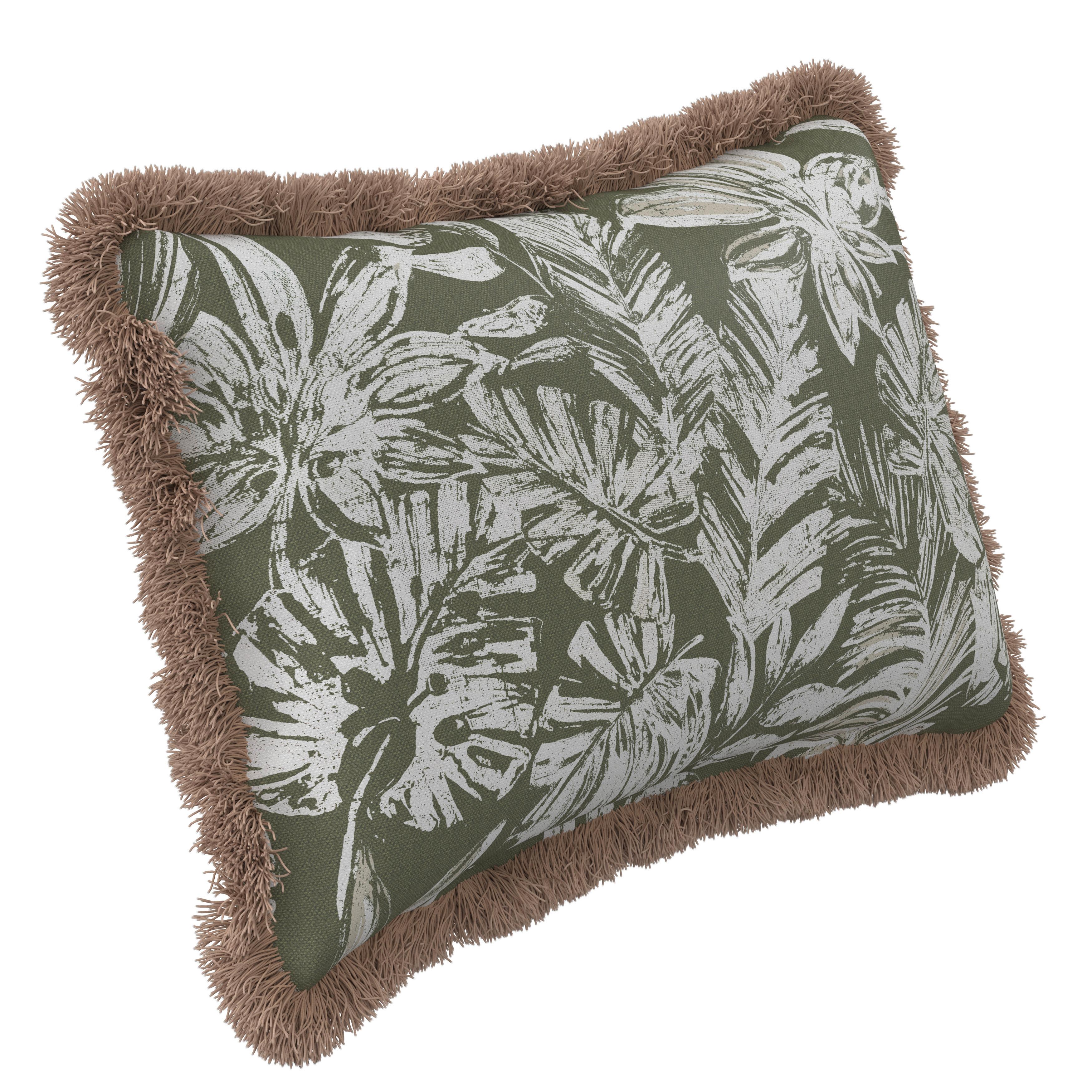 VENKOVNÍ POLŠTÁŘ NOEMI - bílá/olivově zelená, Moderní, textil (50/30/10cm) - Bessagi Garden