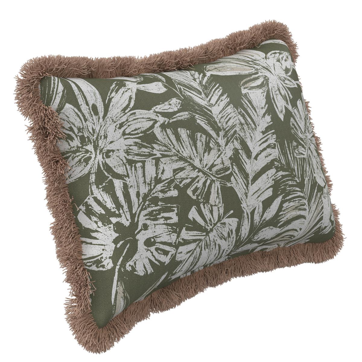 VENKOVNÍ POLŠTÁŘ NOEMI - bílá/olivově zelená, Moderní, textil (50/30/10cm) - Bessagi Garden