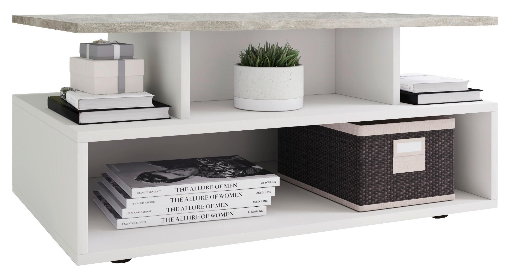 Couchtisch mit Stauraum Esila Grau/Weiß