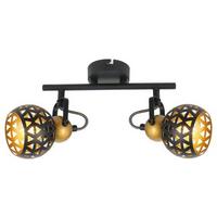 Strahler Sarra 2-Flammig verstellbar L: 25 cm - Goldfarben/Schwarz, Basics, Metall (25/10/17,5cm) - Globo