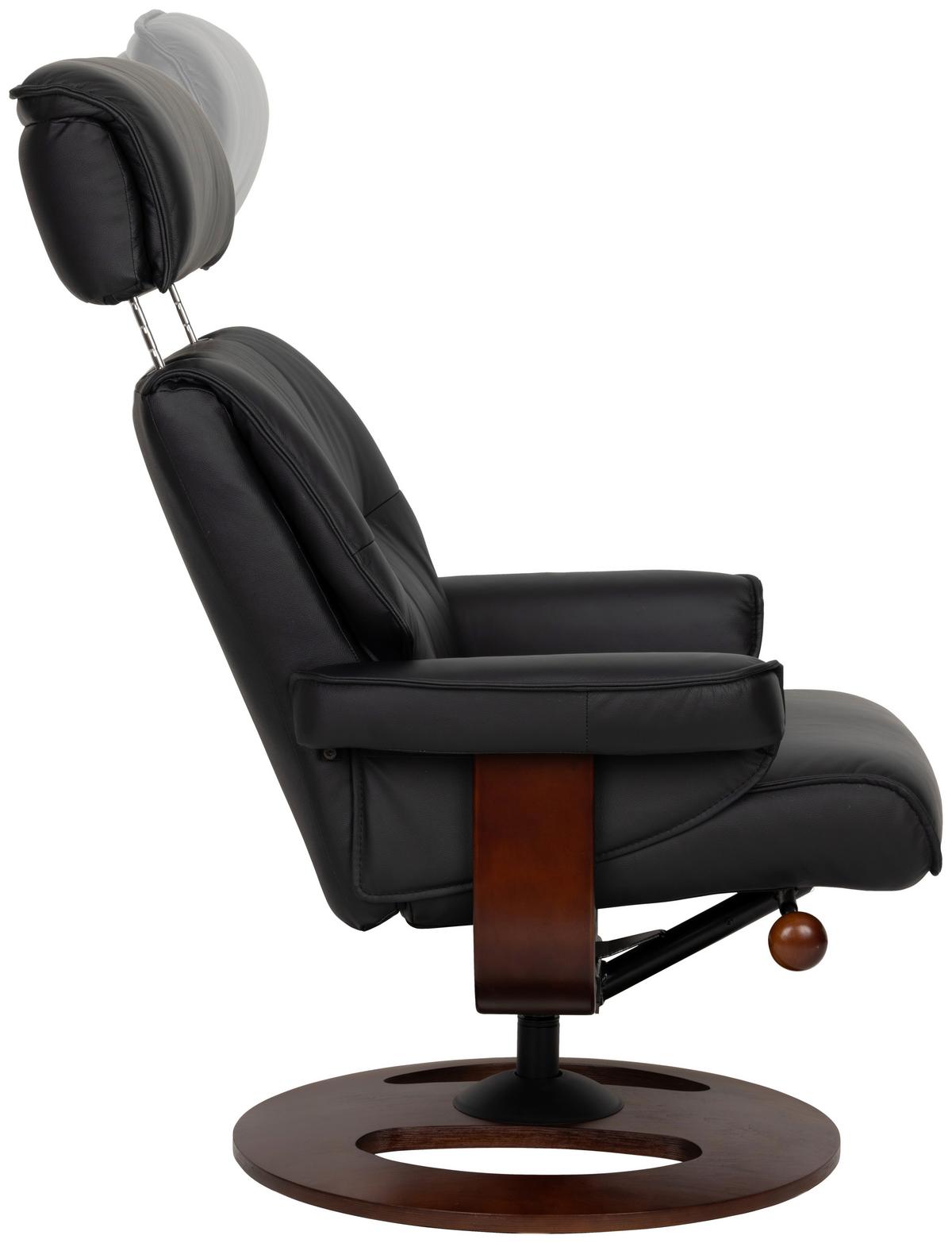 Relaxsessel Calm Schwarz B: 76 Cm - Walnussfarben/Schwarz, Basics, Leder/Holz (76/106/90cm) - Livetastic