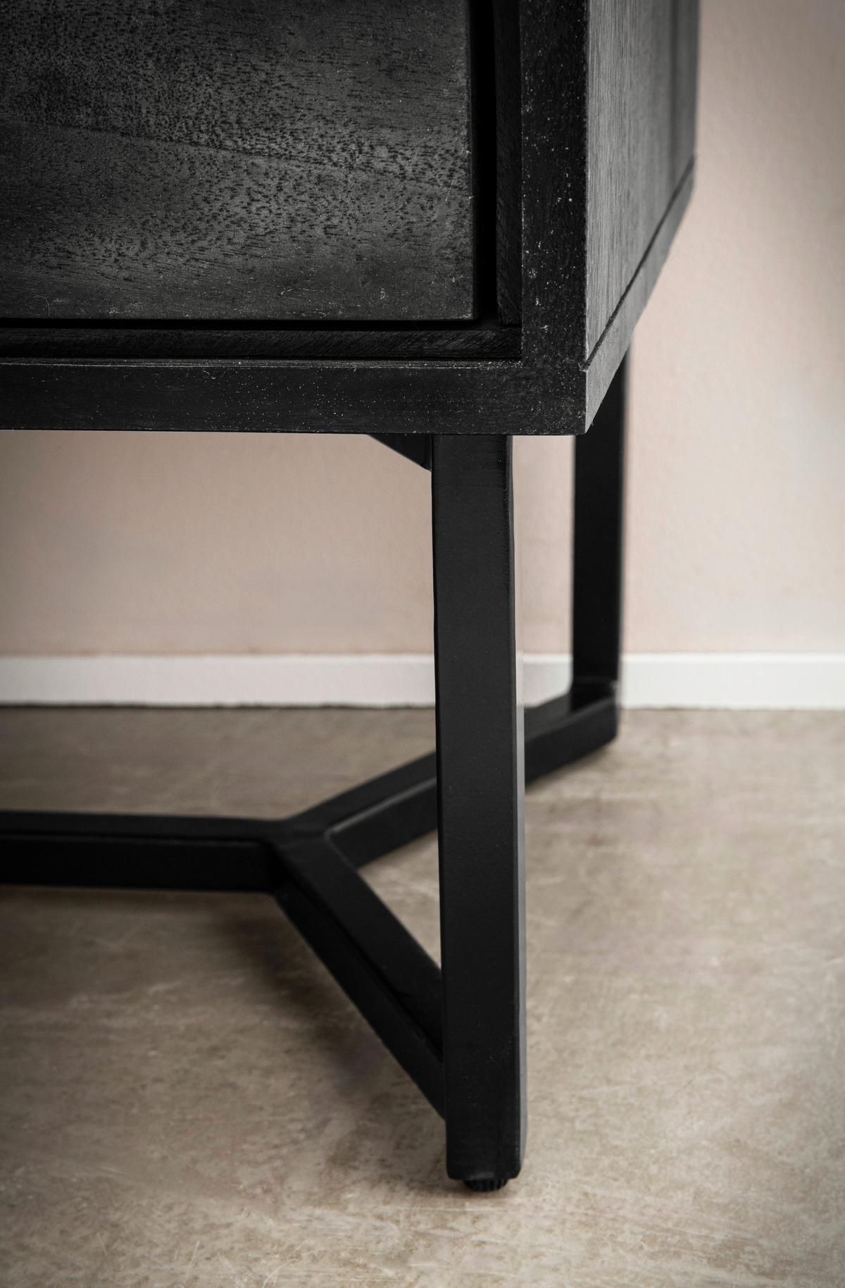 Nachttisch Schwarz B: 45 cm - Schwarz, Design, Holz/Metall (45/57/40cm) - Livetastic