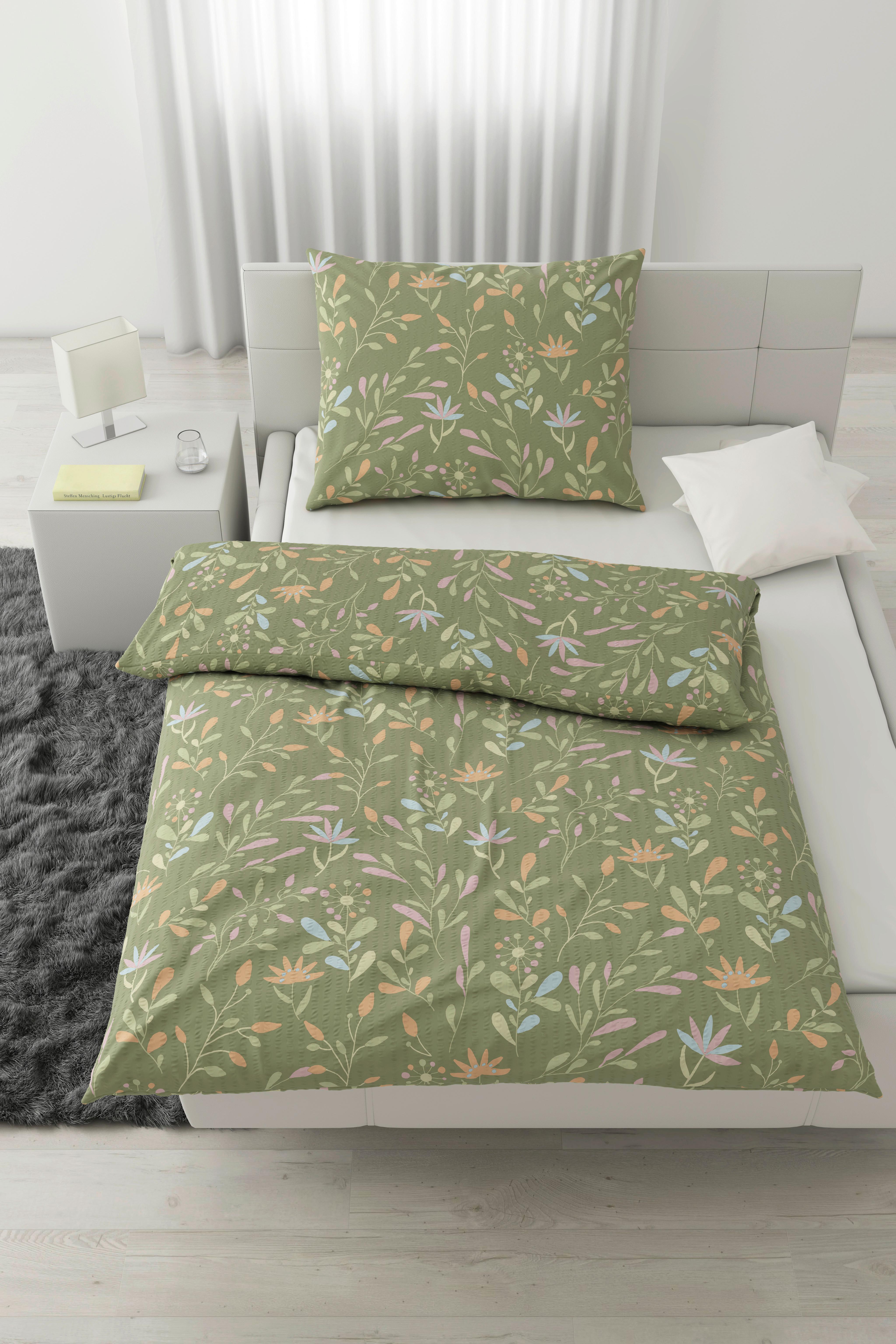 Posteľná bielizeň Marina, 70/90 140/200cm - zelená, Konventionell, textil (140/200cm) - Mömax