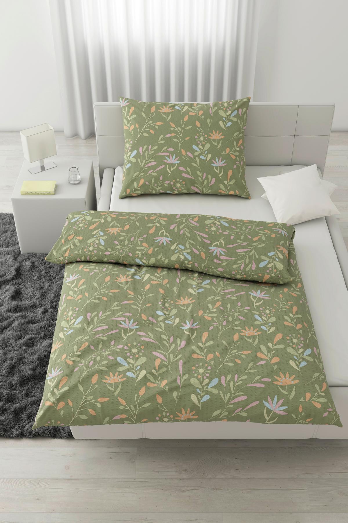 Posteľná bielizeň Marina, 70/90 140/200cm - zelená, Konventionell, textil (140/200cm) - Mömax