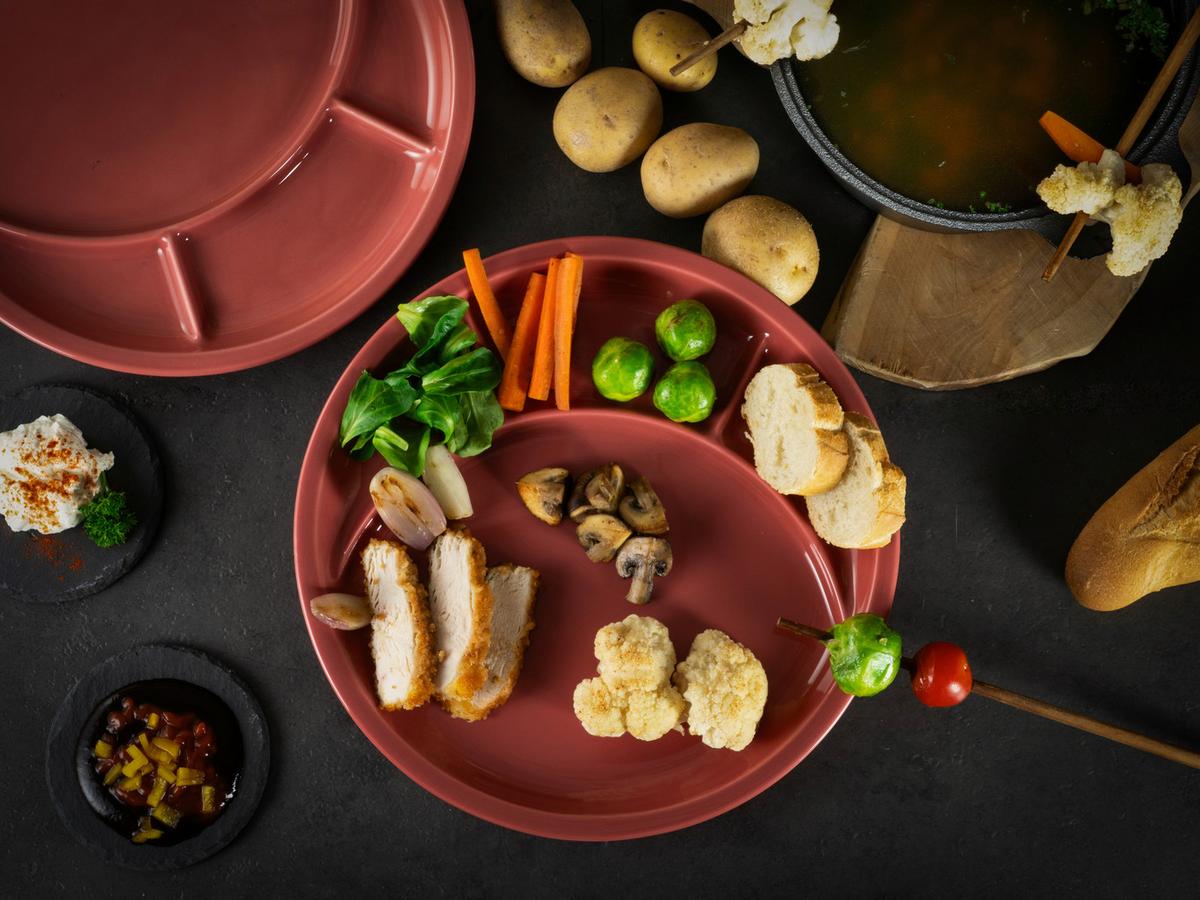 Fondouteller 4-Tlg Keramik, Rot - Rot, Basics, Keramik (27cm) - Creatable