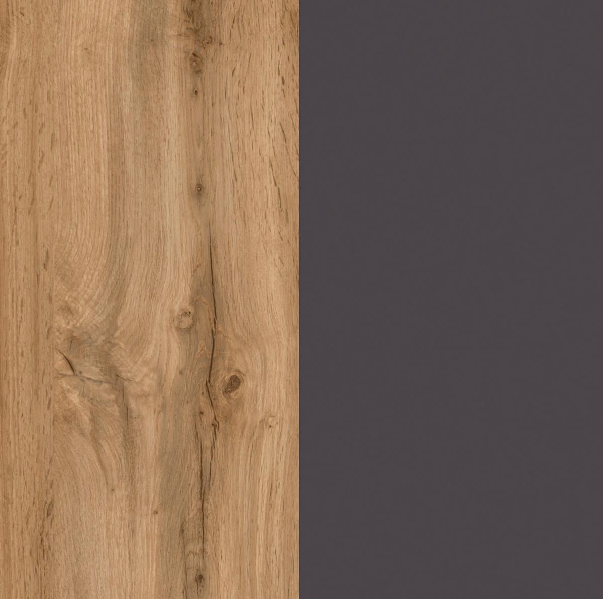 Küchenzeile Turin ohne Geräte B: 330 cm Graphit/Eiche Dekor - Eiche Wotan/Graphitfarben, Design, Holzwerkstoff (330cm) - Held