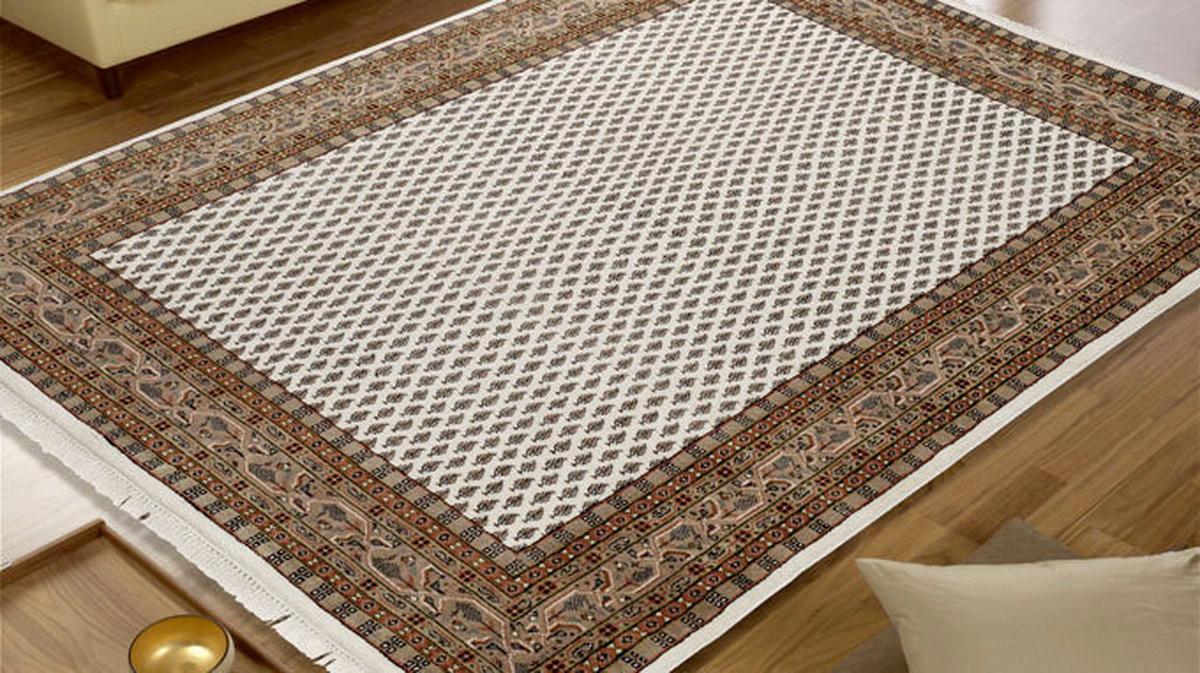Orientalischer Webteppich Braun Sakki Mir 60x90 Cm - Creme/Braun, Basics, Textil (60/90cm) - Cazaris